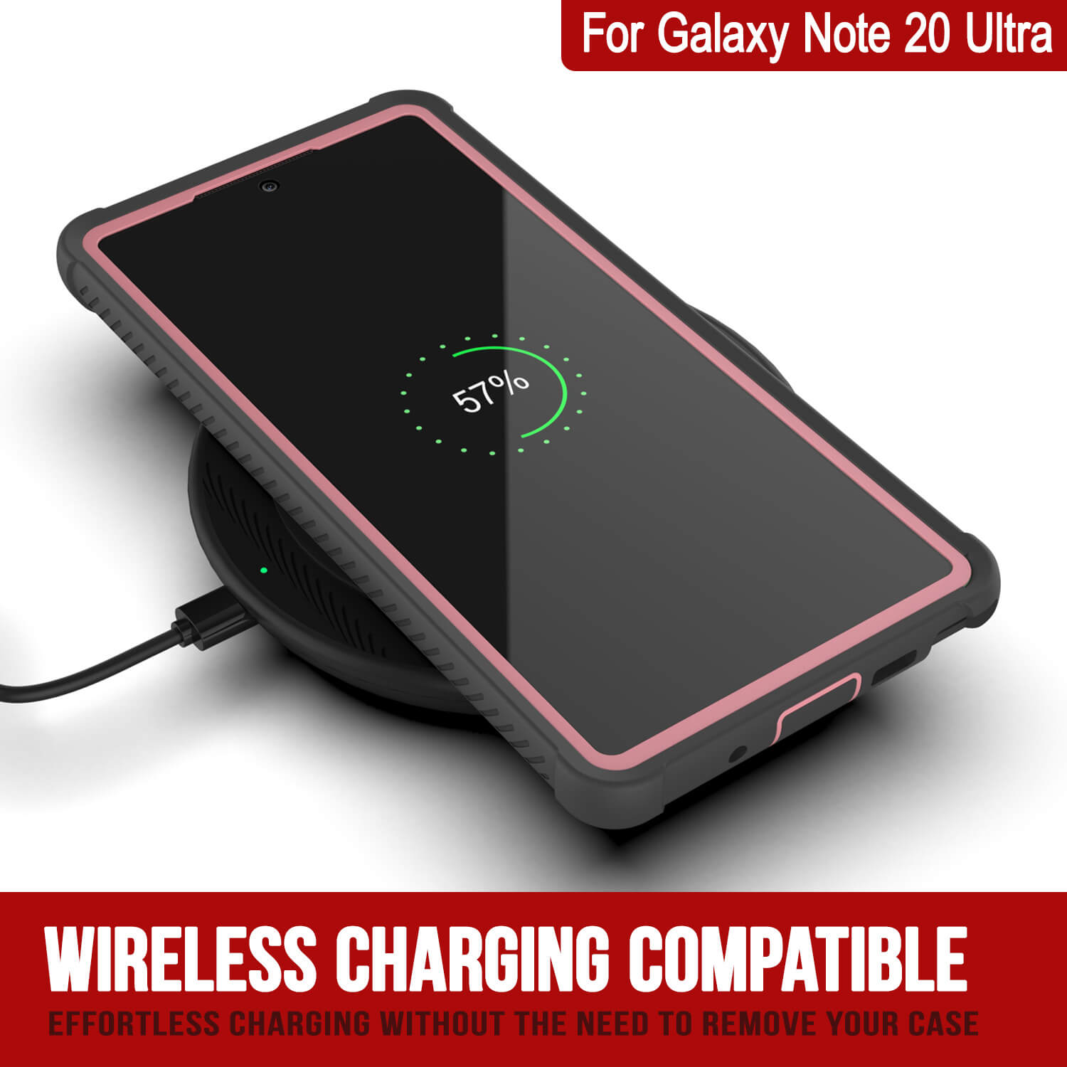 Punkcase Galaxy Note 20 Ultra Case, [Spartan Series] Pink Rugged Heavy Duty Cover W/Built in Screen Protector