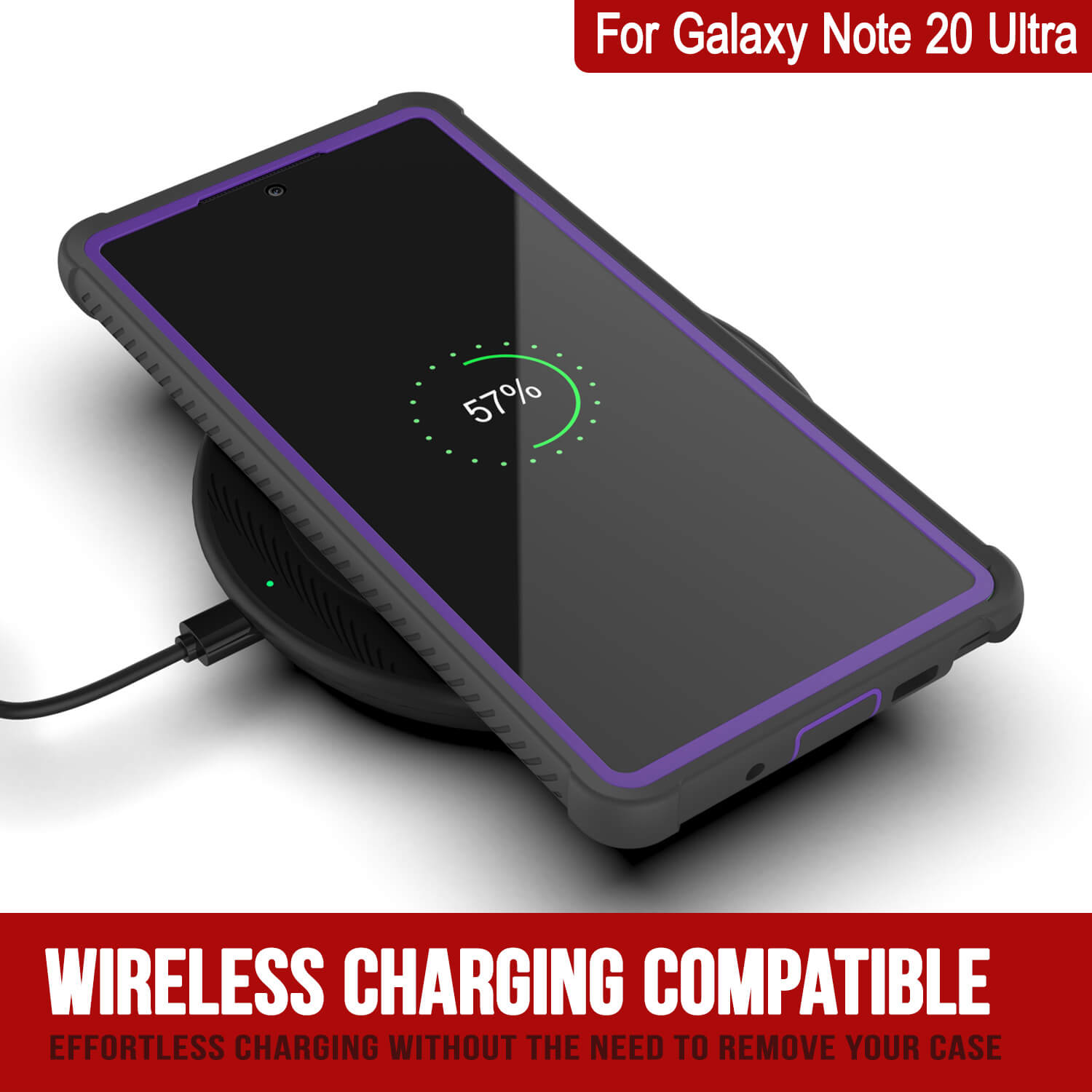 Punkcase Galaxy Note 20 Ultra Case, [Spartan Series] Purple Rugged Heavy Duty Cover W/Built in Screen Protector