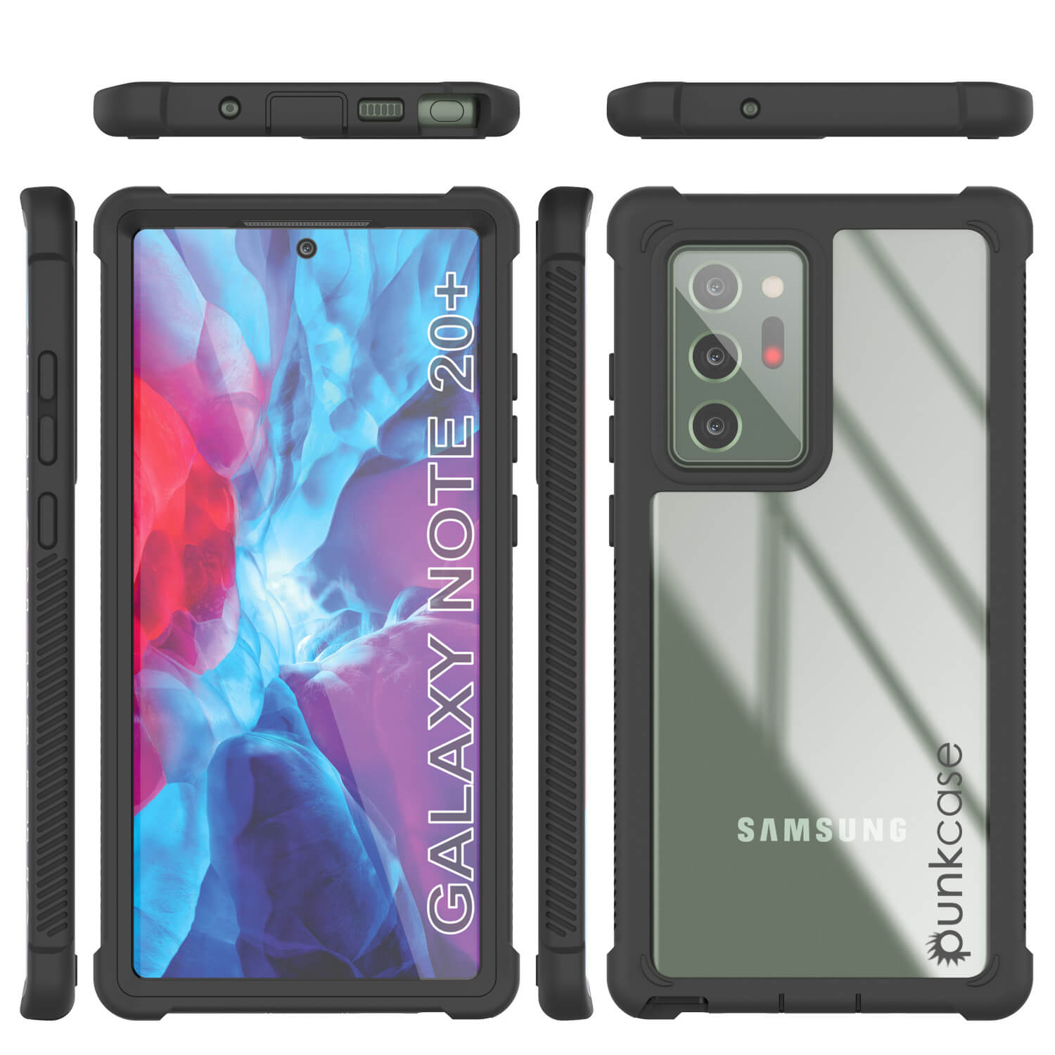 Punkcase Galaxy Note 20 Ultra Case, [Spartan Series] Black Rugged Heavy Duty Cover W/Built in Screen Protector