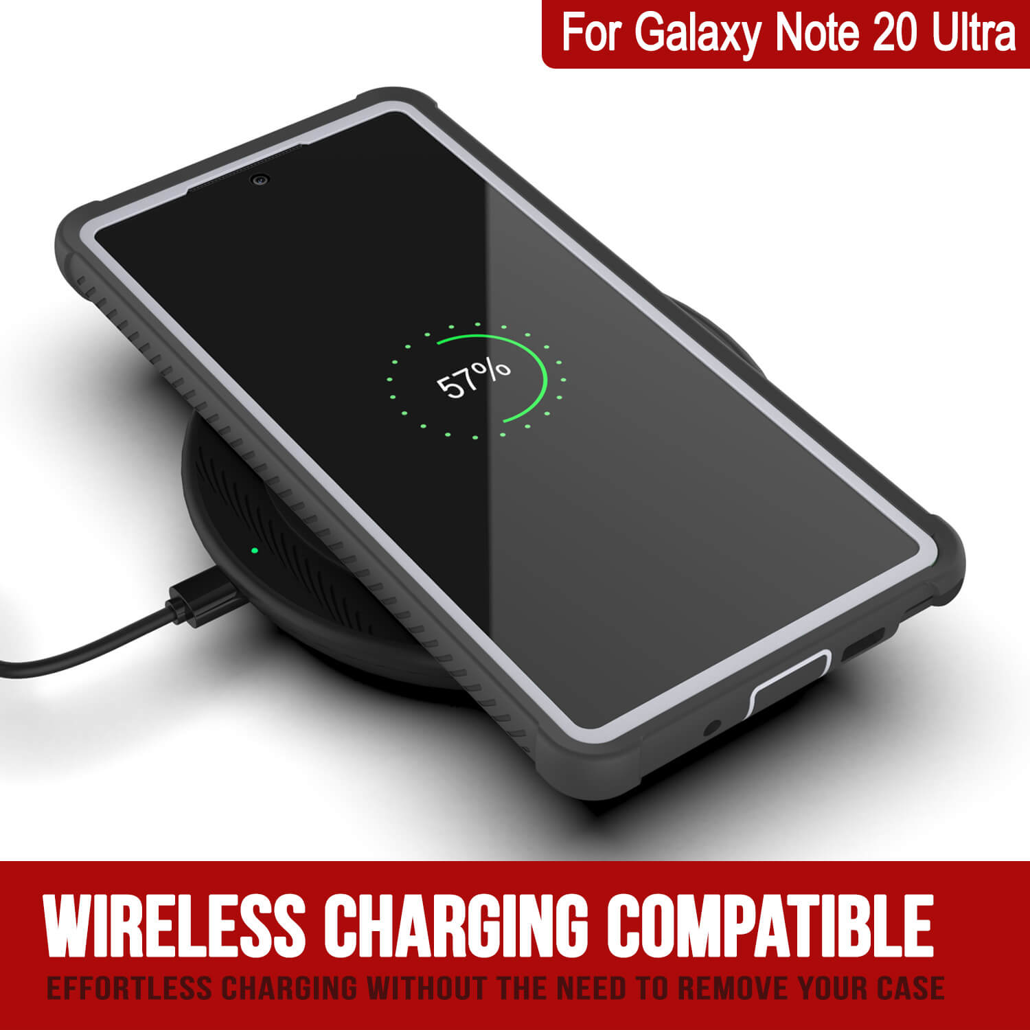 Punkcase Galaxy Note 20 Ultra Case, [Spartan Series] White Rugged Heavy Duty Cover W/Built in Screen Protector