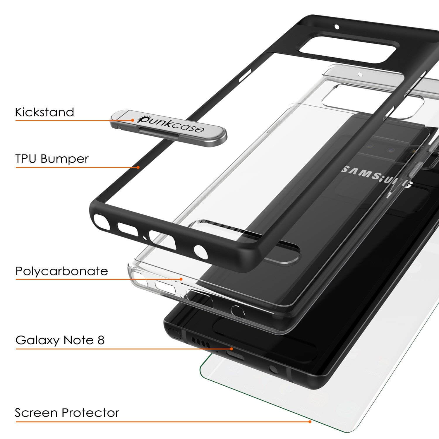 Galaxy Note 8 Lucid 3.0 Screen Protector W/ Anti-Shock Case [Black]