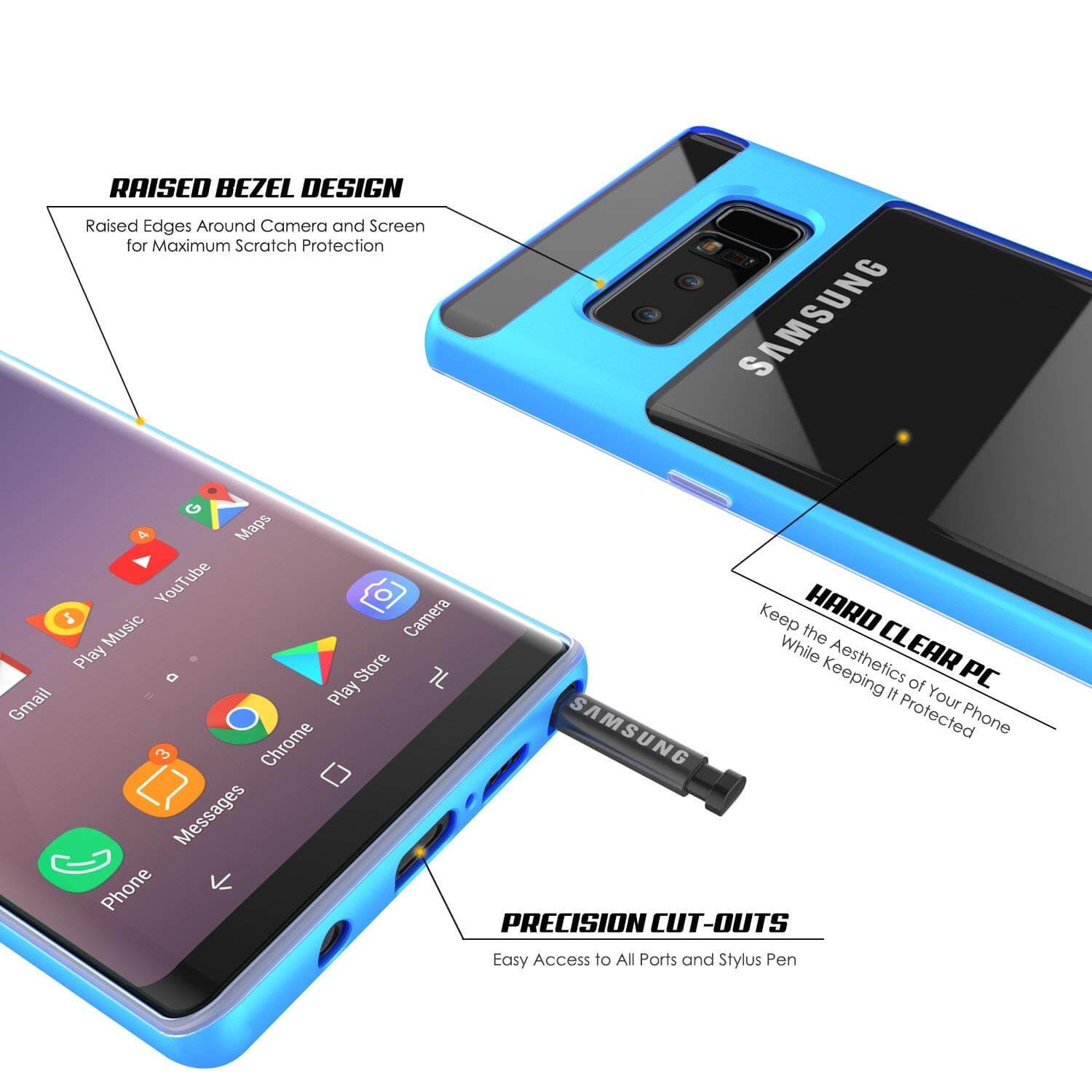 Galaxy Note 8 Lucid 3.0 Screen Protector W/ Anti-Shock Case [Blue]