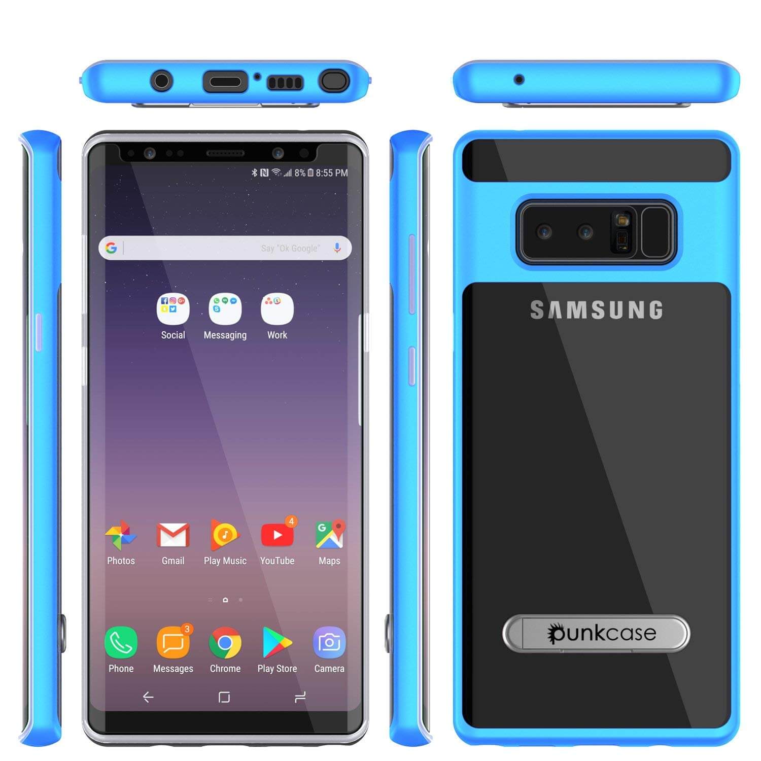 Galaxy Note 8 Lucid 3.0 Screen Protector W/ Anti-Shock Case [Blue]