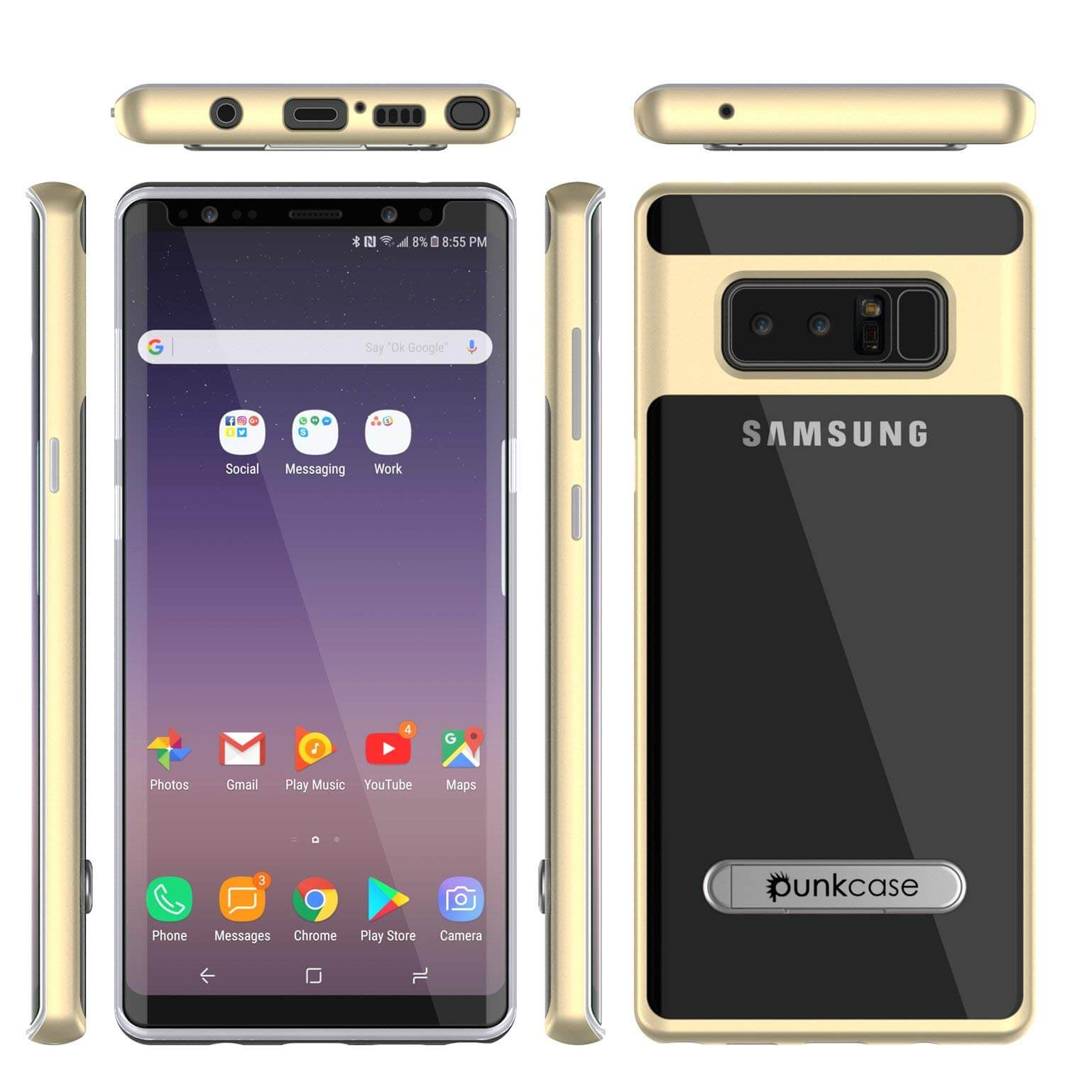Galaxy Note 8 Lucid 3.0 Screen Protector W/ Anti-Shock Case [Gold]
