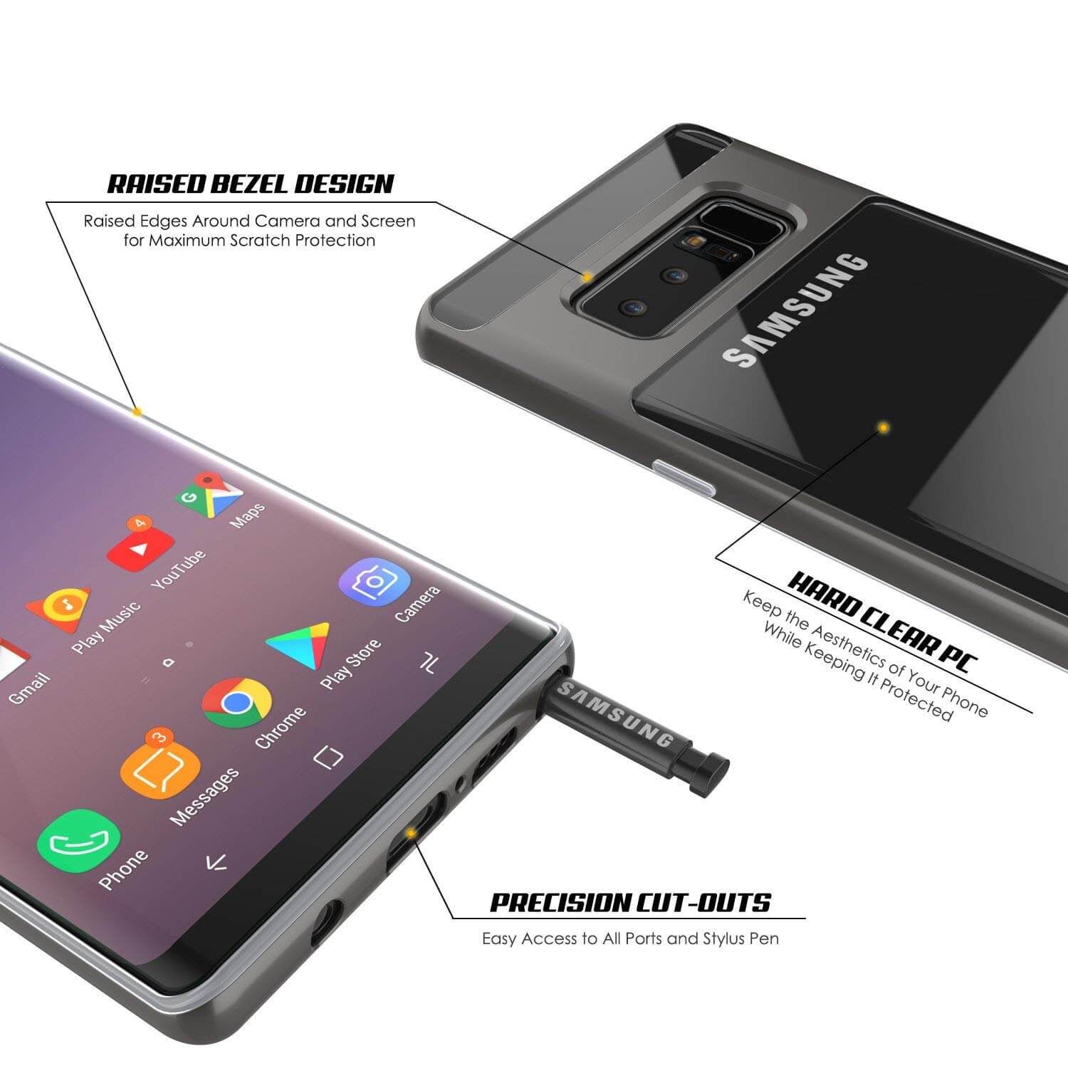 Galaxy Note 8 Lucid 3.0 Screen Protector W/ Anti-Shock Case [Grey]