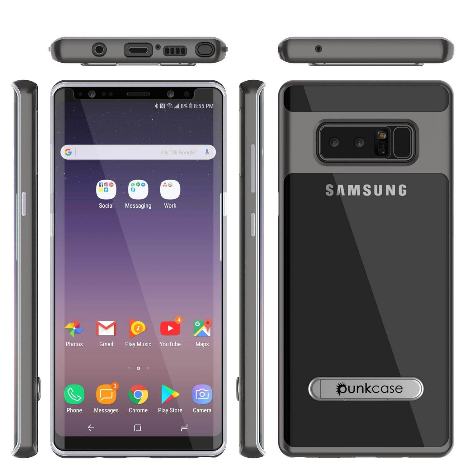 Galaxy Note 8 Lucid 3.0 Screen Protector W/ Anti-Shock Case [Grey]