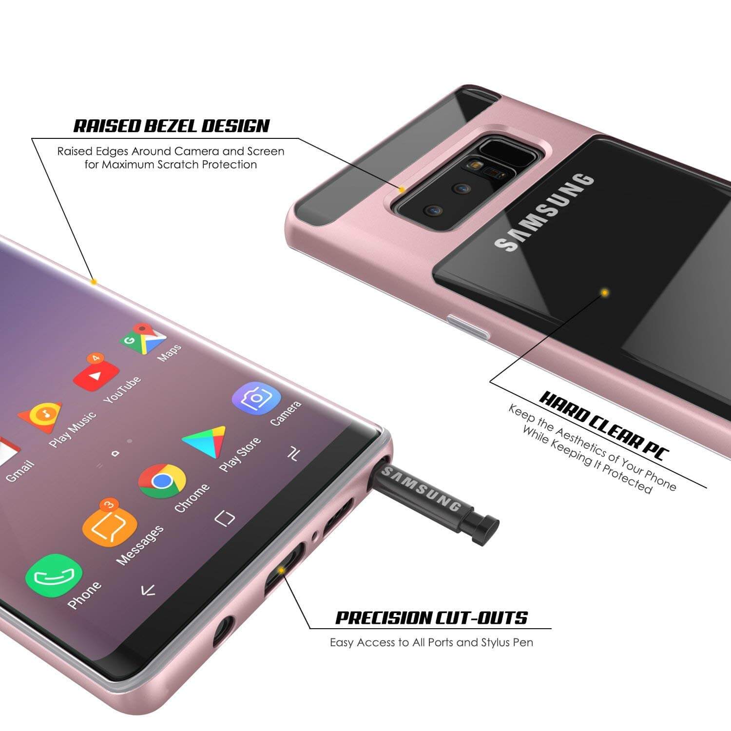 Galaxy Note 8 Lucid 3.0 Screen Protector & Anti Shock Case | Rose Gold