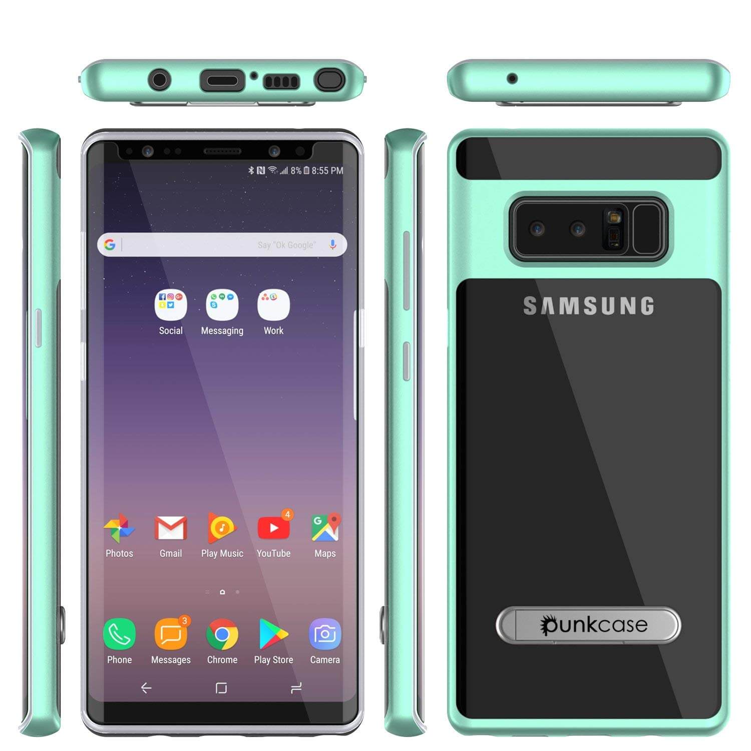 Galaxy Note 8 Lucid 3.0 Screen Protector W/ Anti-Shock Case [Teal]