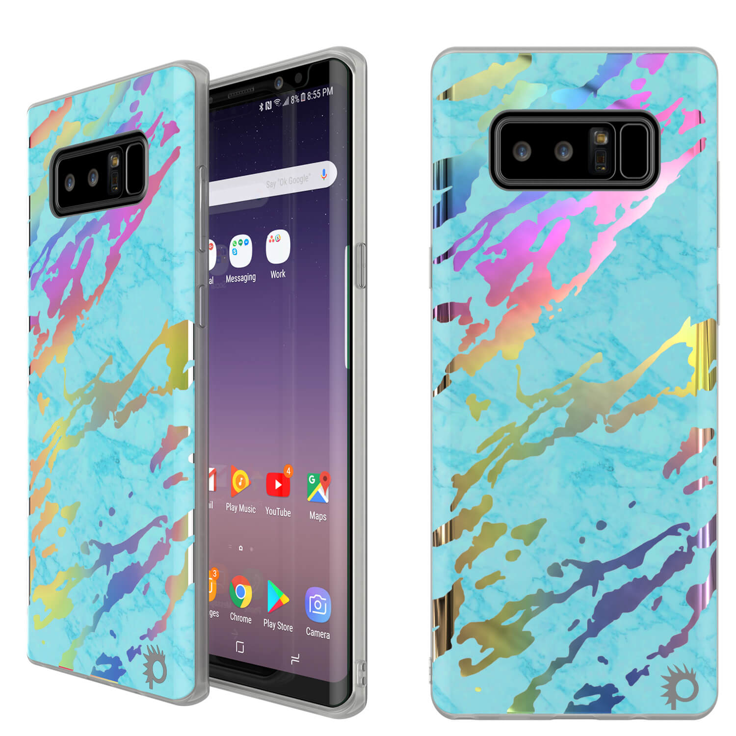 Galaxy Note 8 Full Body W/ Screen Protector Marble Case [Teal Onyx]