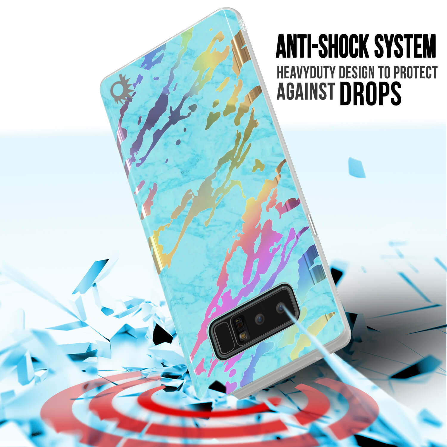 Galaxy Note 8 Full Body W/ Screen Protector Marble Case [Teal Onyx]