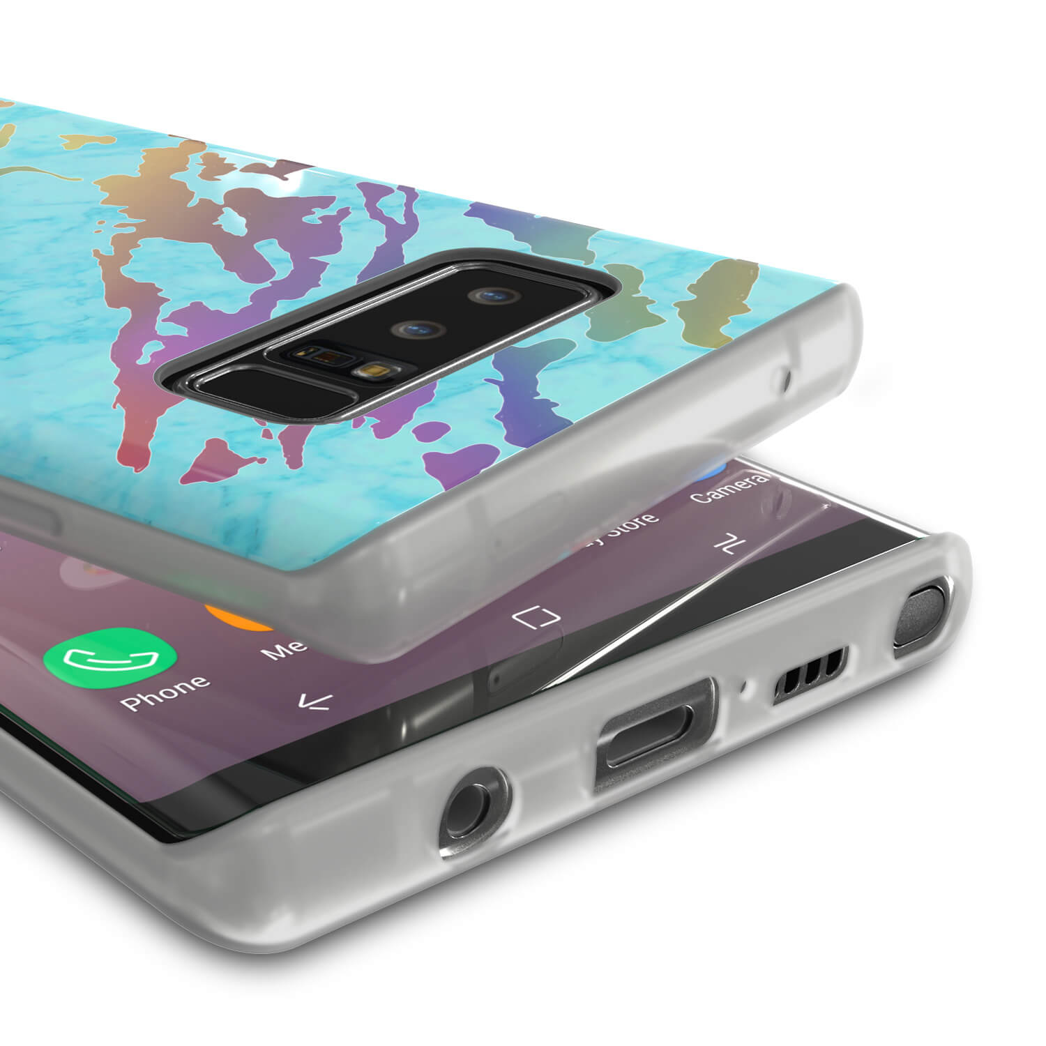 Galaxy Note 8 Full Body W/ Screen Protector Marble Case [Teal Onyx]