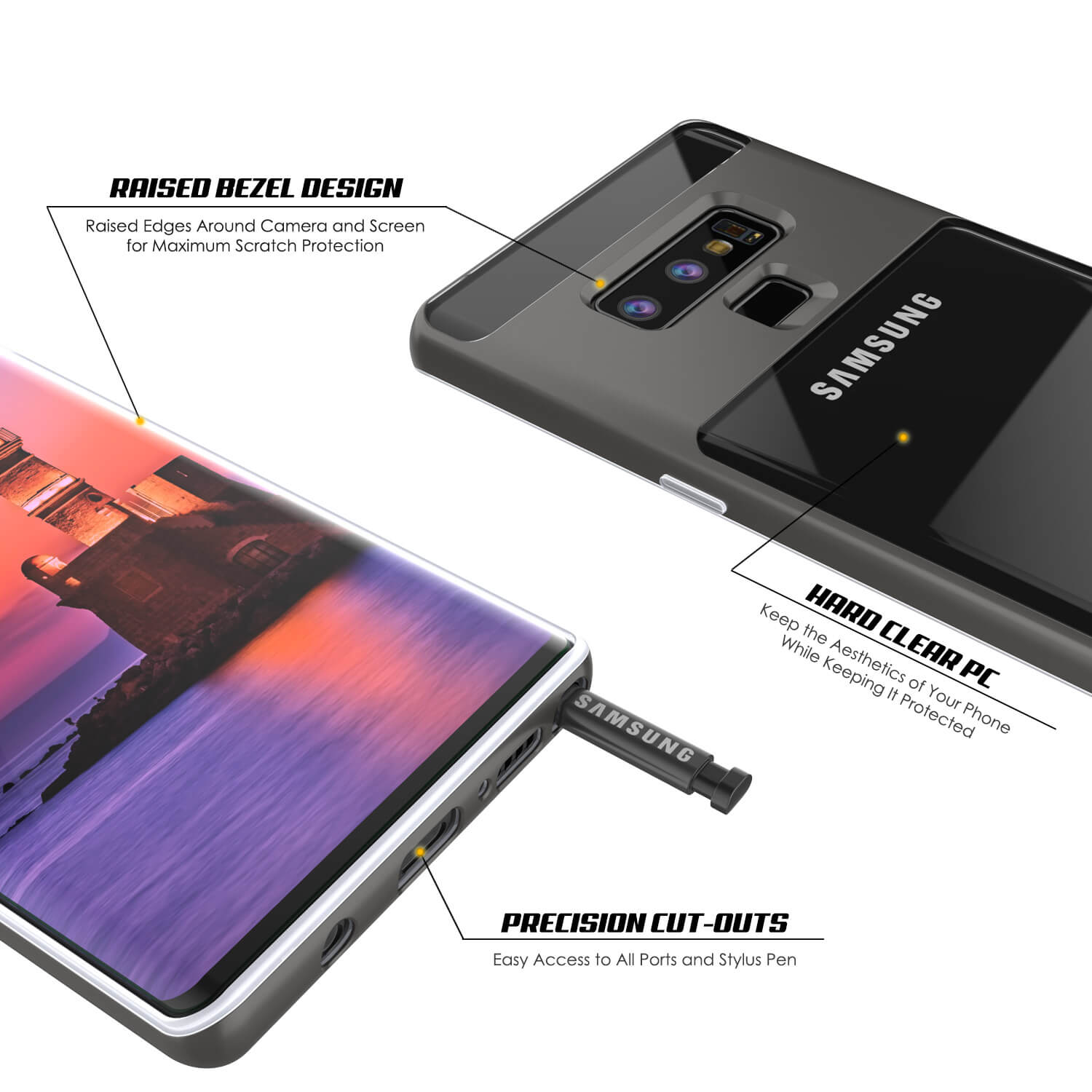 Galaxy Note 9 Lucid 3.0 PunkCase Armor Cover w/Integrated Kickstand and Screen Protector [Grey]