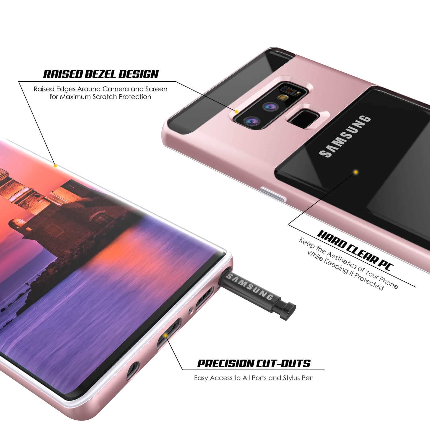Galaxy Note 9 Lucid 3.0 PunkCase Armor Cover w/Integrated Kickstand and Screen Protector [Rose Gold]