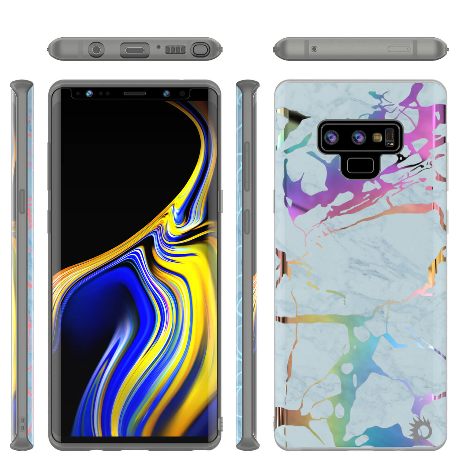 Galaxy Note 9 Full Body W/ Screen Protector Marble Case (Blue Marmo)