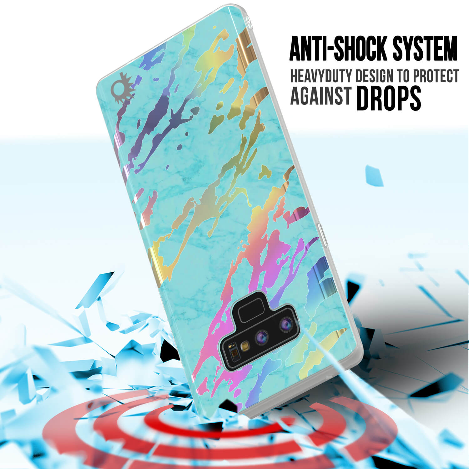Galaxy Note 9 Full Body W/ Screen Protector Marble Case [Teal Onyx]