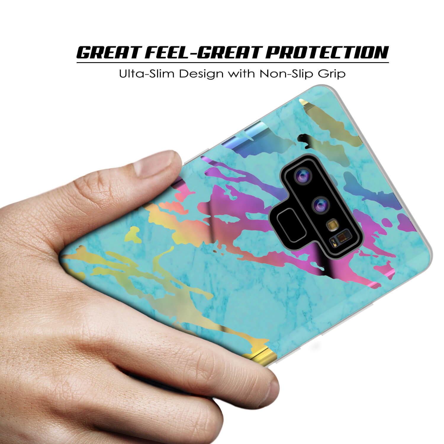 Galaxy Note 9 Full Body W/ Screen Protector Marble Case [Teal Onyx]