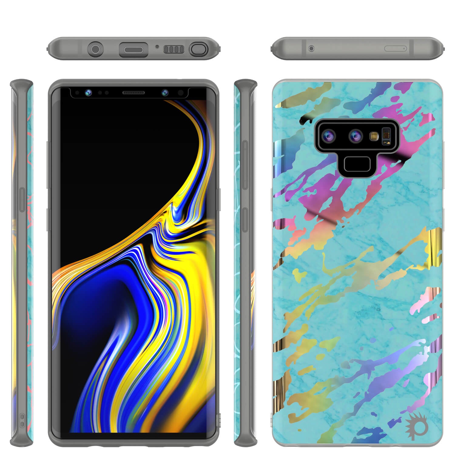 Galaxy Note 9 Full Body W/ Screen Protector Marble Case [Teal Onyx]