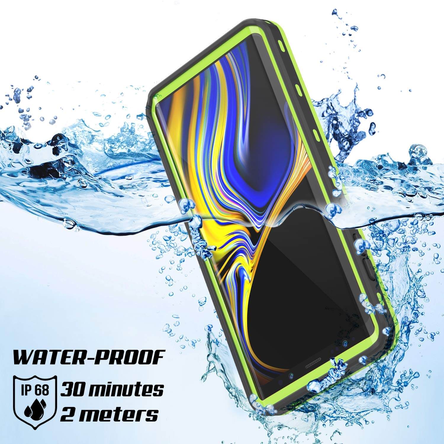 PunkCase Galaxy Note 9 Waterproof Case, [KickStud Series] Armor Cover [Light-Green]