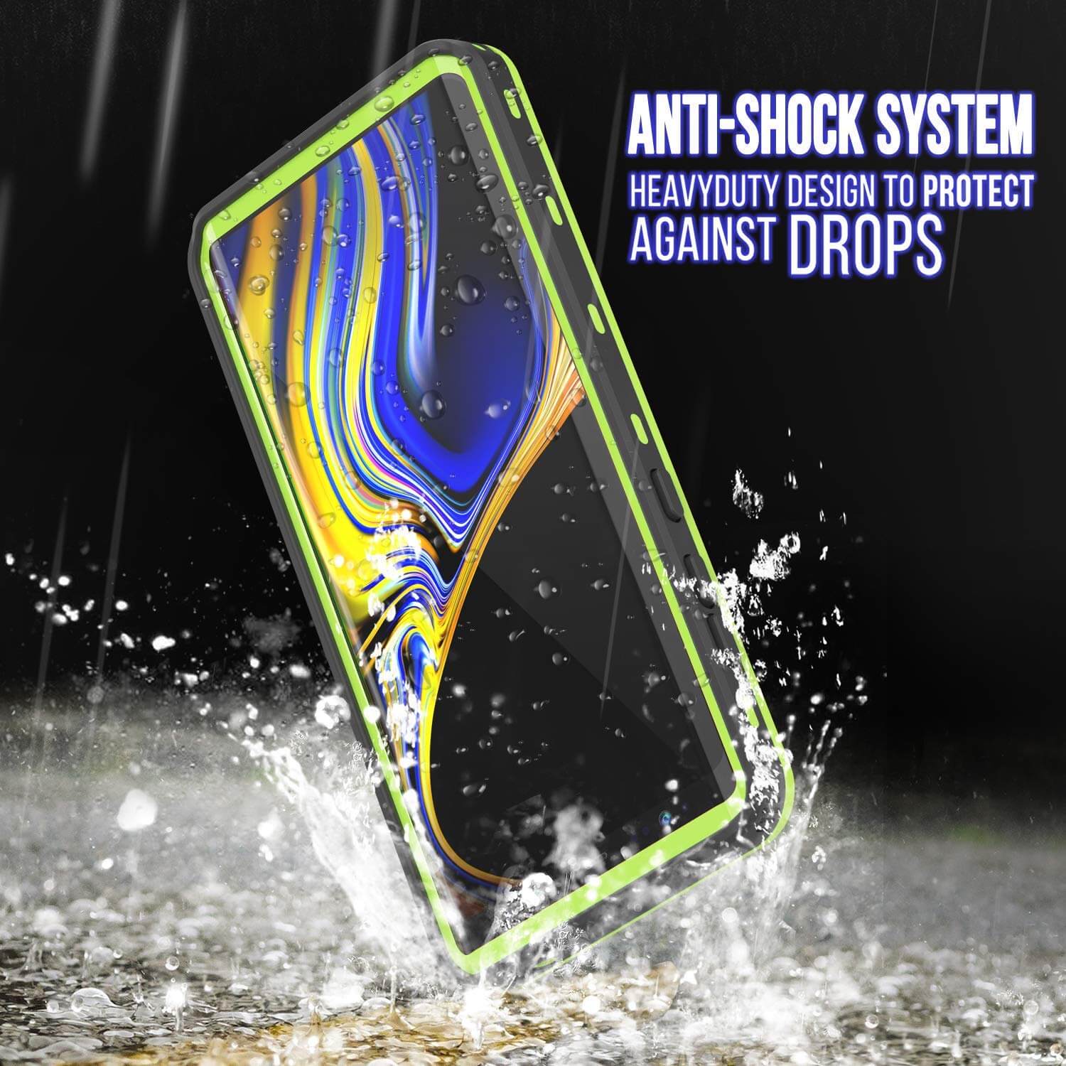 PunkCase Galaxy Note 9 Waterproof Case, [KickStud Series] Armor Cover [Light-Green]