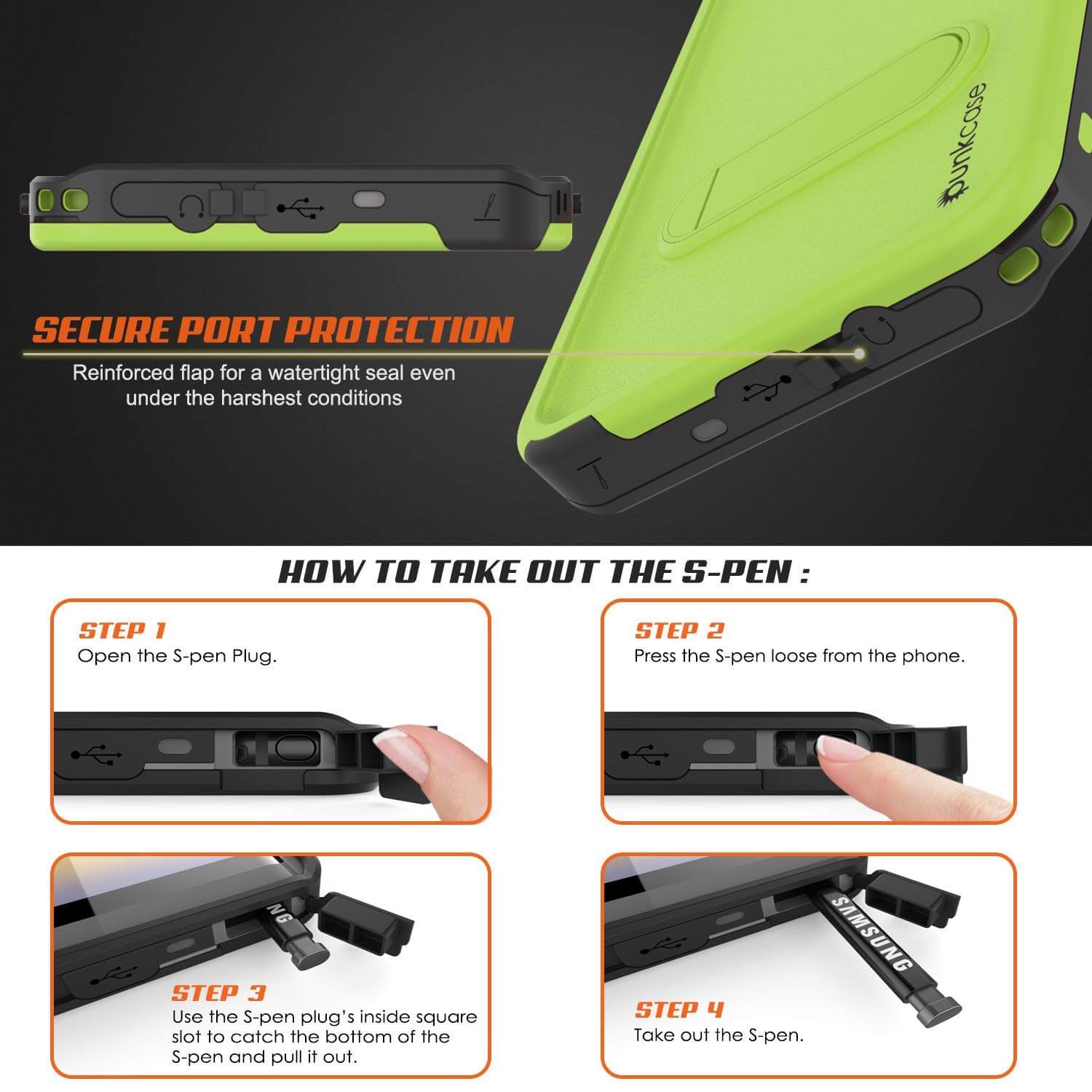 PunkCase Galaxy Note 9 Waterproof Case, [KickStud Series] Armor Cover [Light-Green]