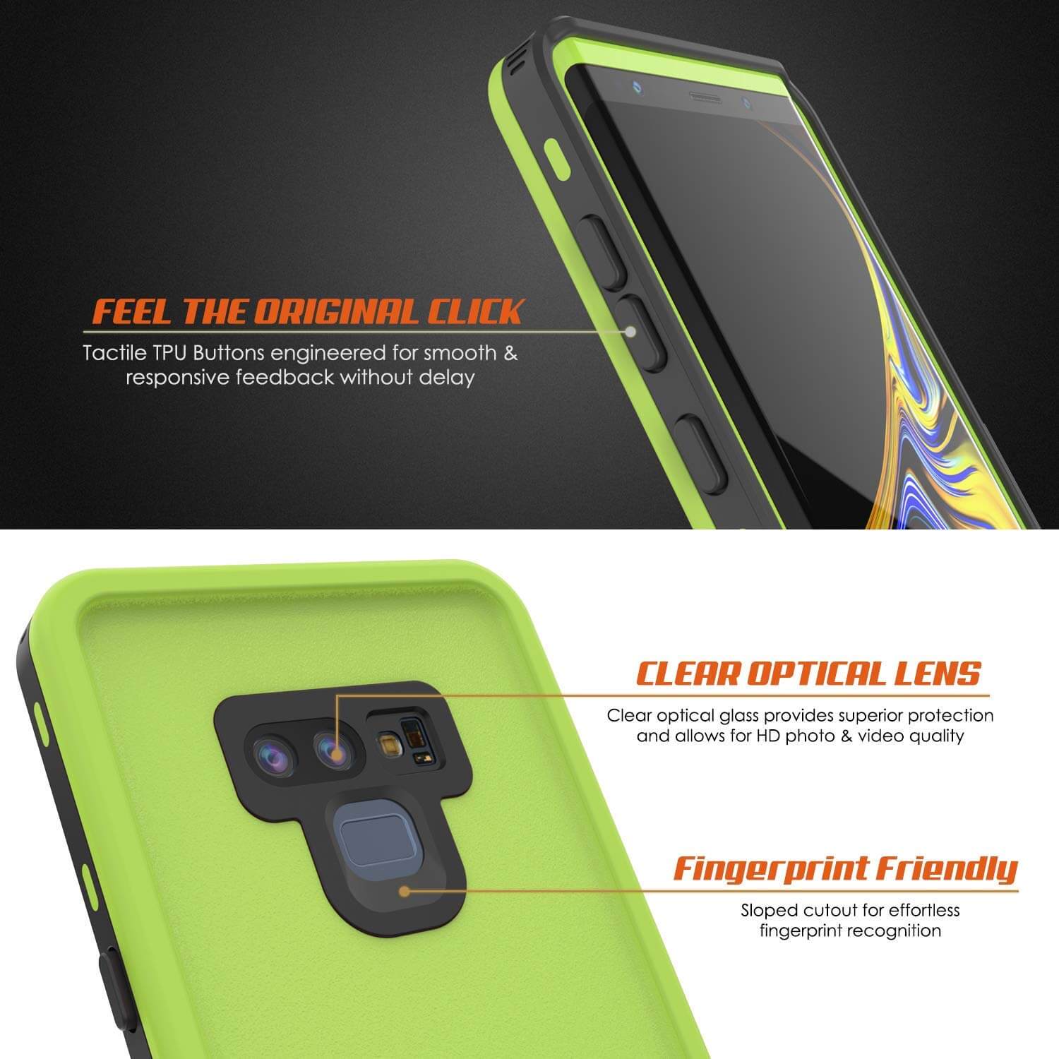 PunkCase Galaxy Note 9 Waterproof Case, [KickStud Series] Armor Cover [Light-Green]