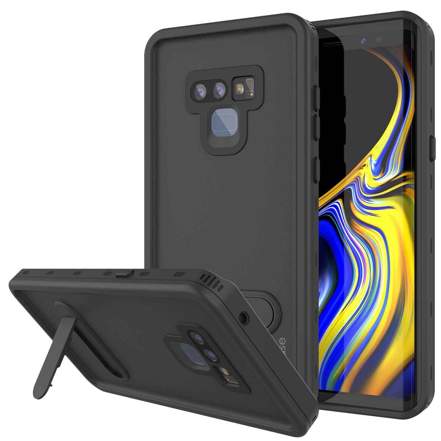 PunkCase Galaxy Note 9 Waterproof Case, [KickStud Series] Armor Cover [Black]