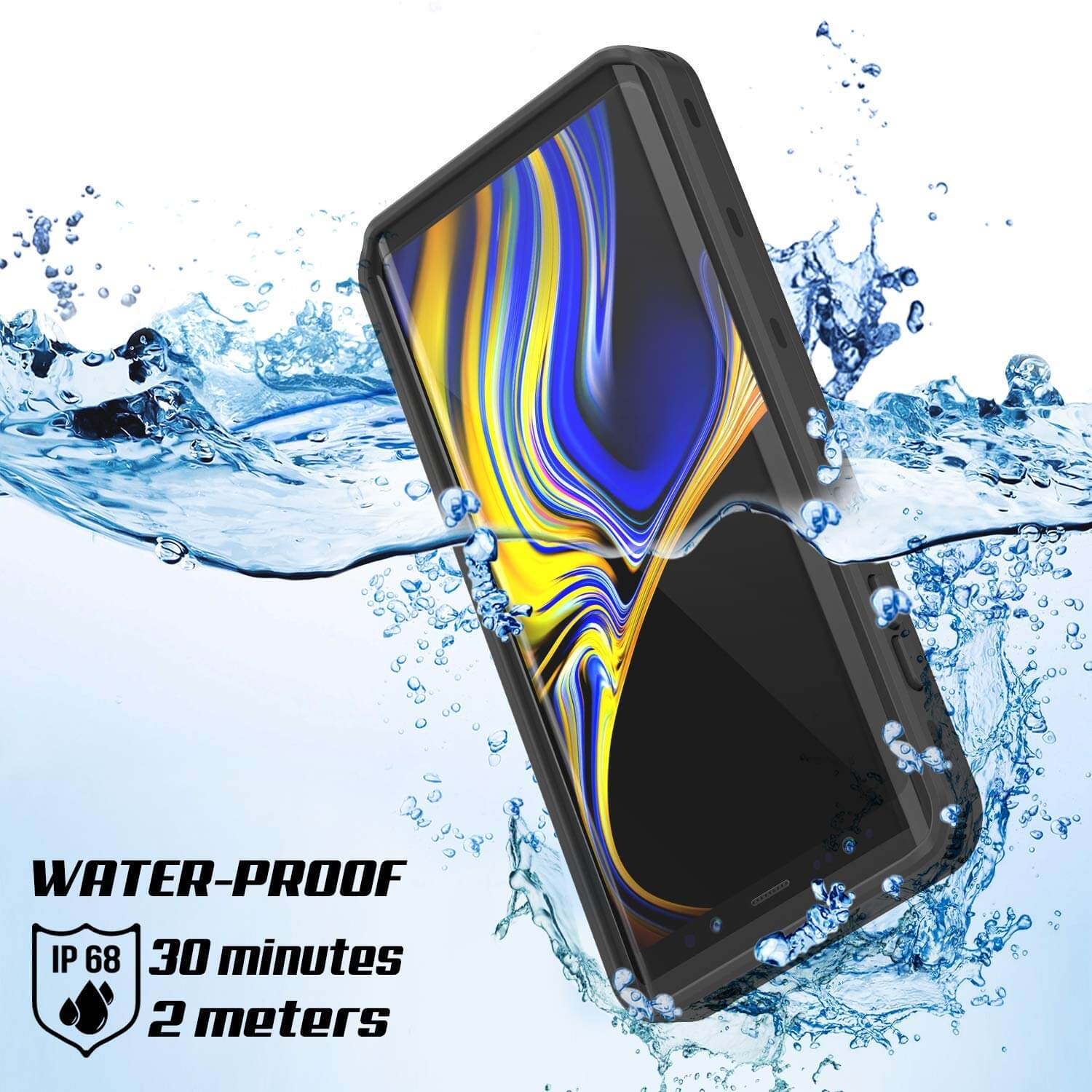 PunkCase Galaxy Note 9 Waterproof Case, [KickStud Series] Armor Cover [Black]