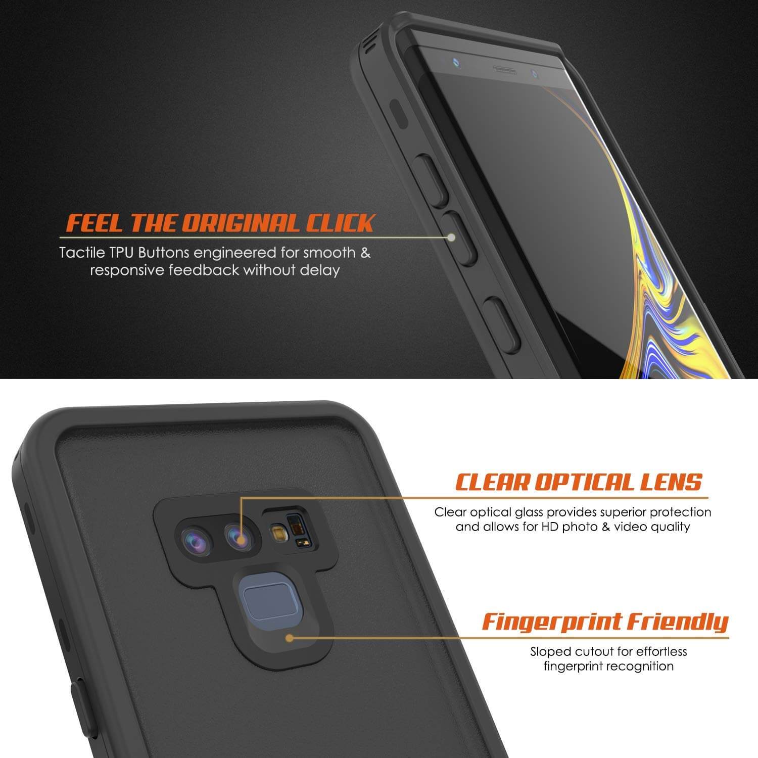 PunkCase Galaxy Note 9 Waterproof Case, [KickStud Series] Armor Cover [Black]