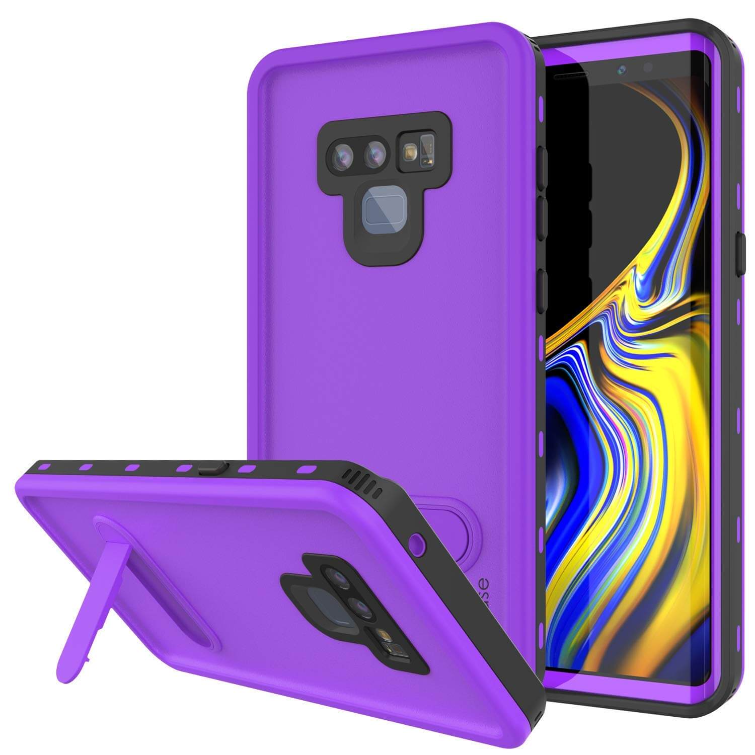 PunkCase Galaxy Note 9 Waterproof Case, [KickStud Series] Armor Cover [Purple]