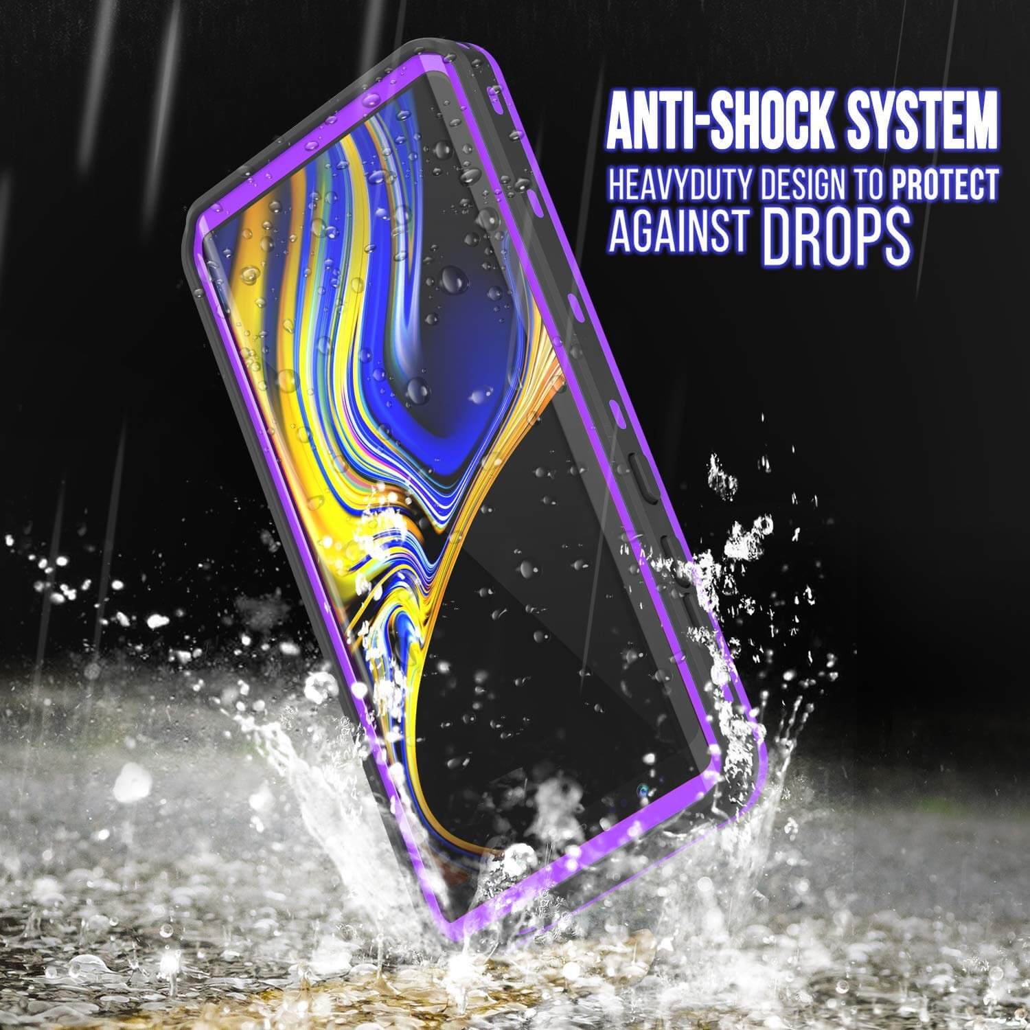 PunkCase Galaxy Note 9 Waterproof Case, [KickStud Series] Armor Cover [Purple]