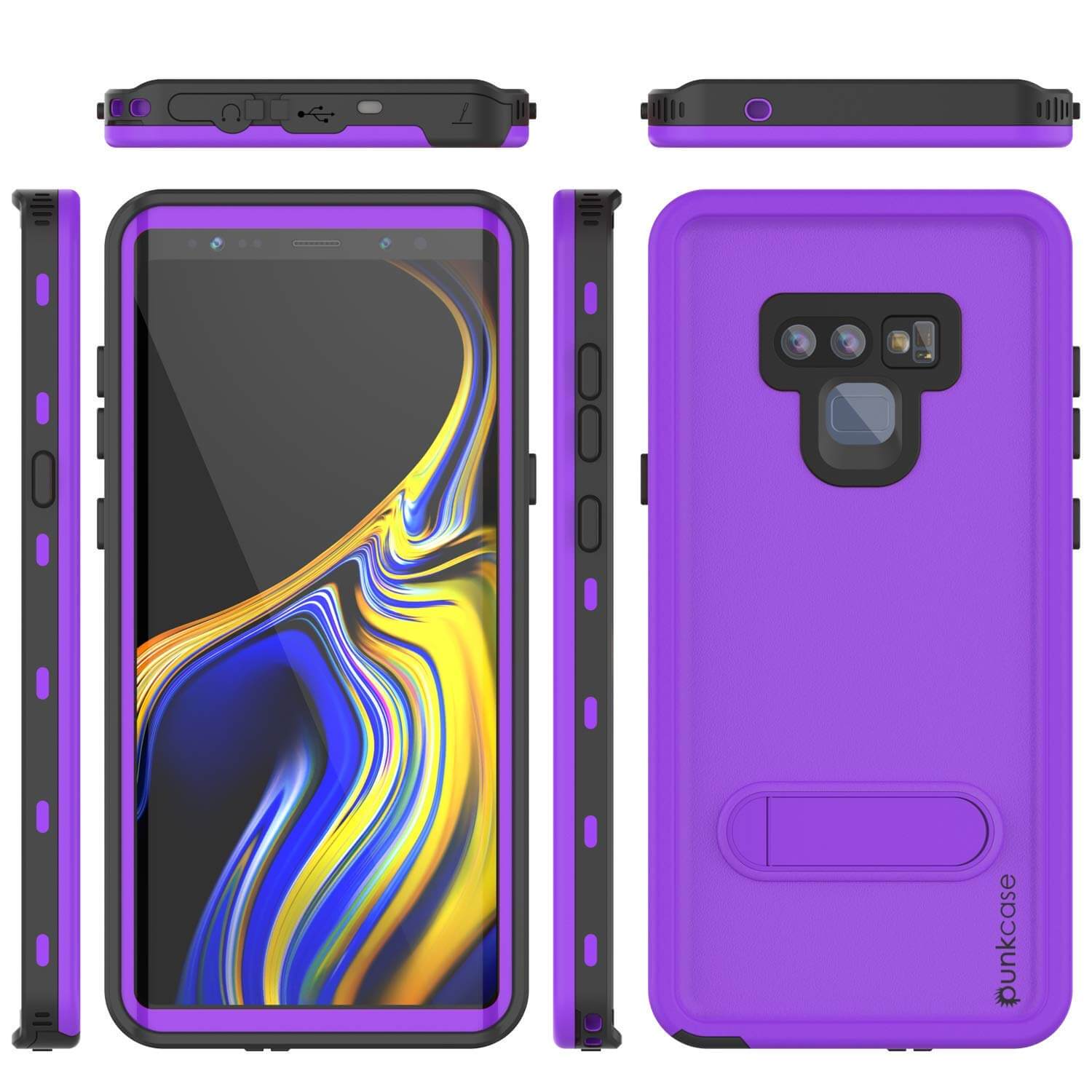 PunkCase Galaxy Note 9 Waterproof Case, [KickStud Series] Armor Cover [Purple]