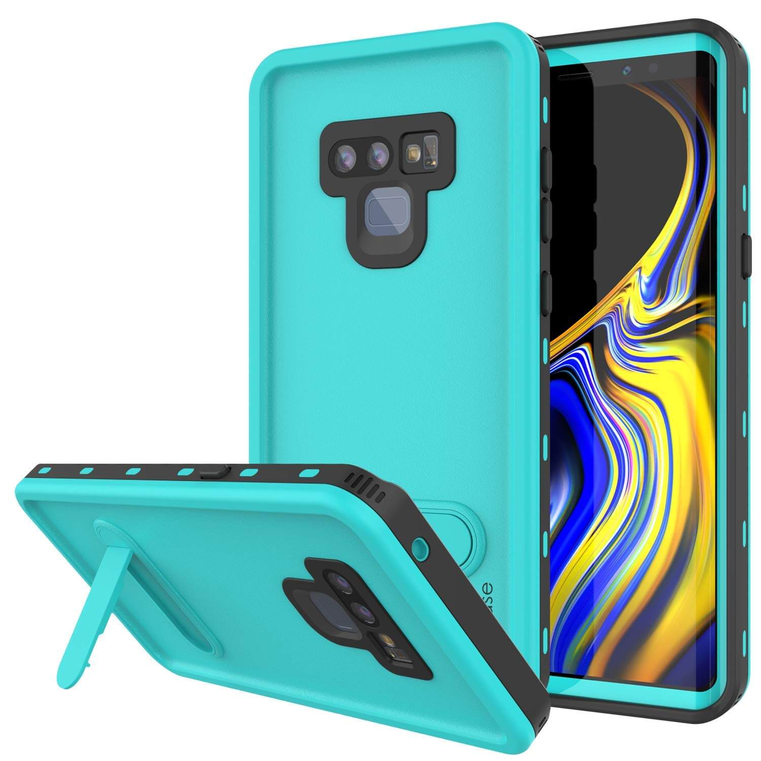 PunkCase Galaxy Note 9 Waterproof Case, [KickStud Series] Armor Cover [Teal]