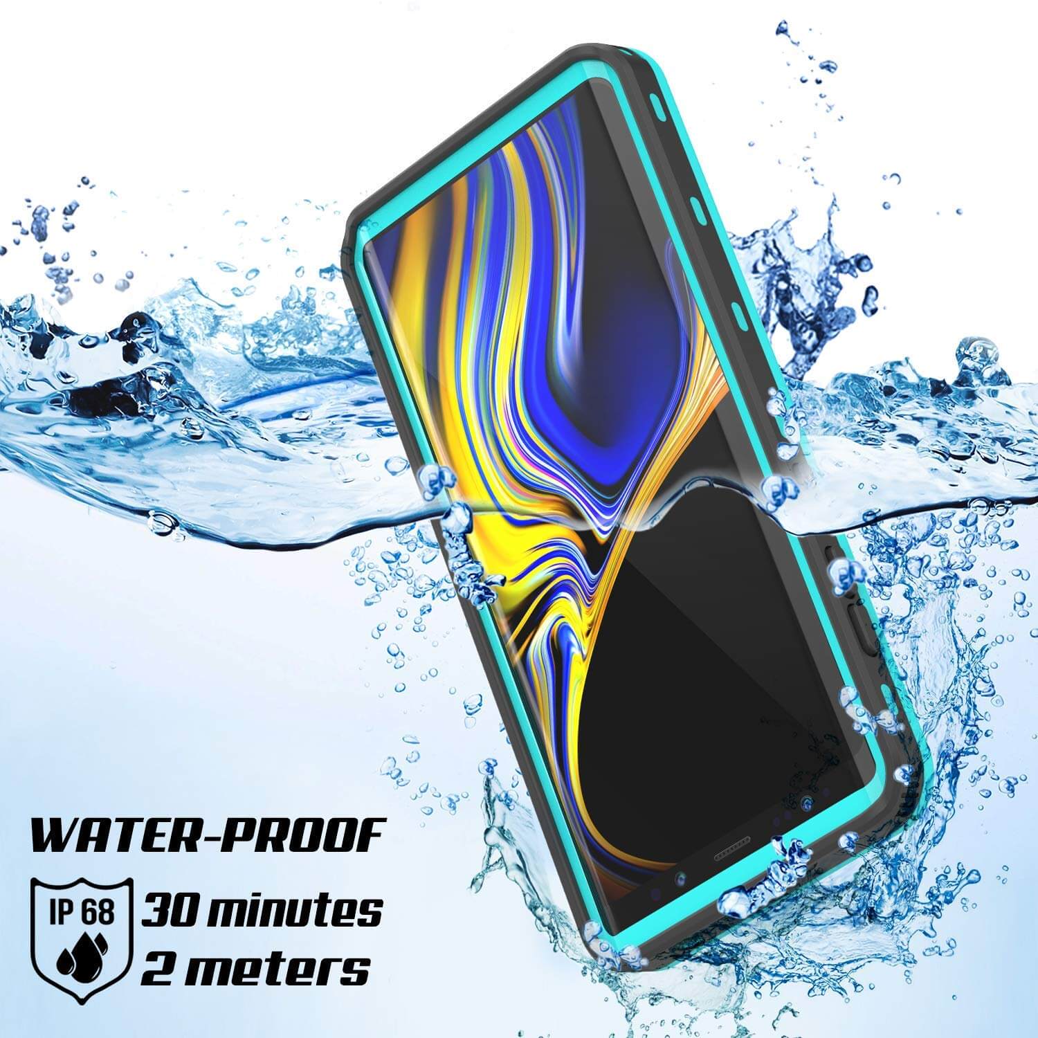 PunkCase Galaxy Note 9 Waterproof Case, [KickStud Series] Armor Cover [Teal]