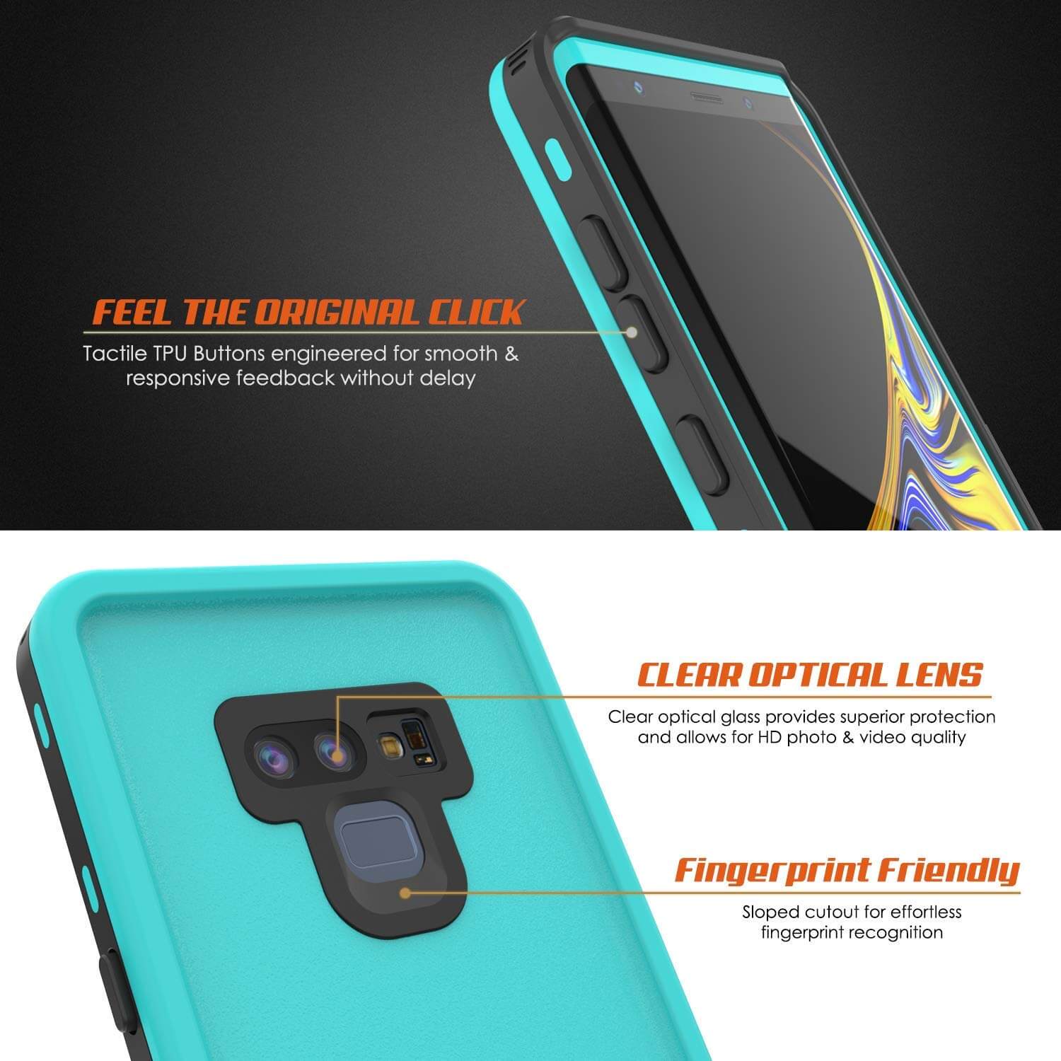 PunkCase Galaxy Note 9 Waterproof Case, [KickStud Series] Armor Cover [Teal]
