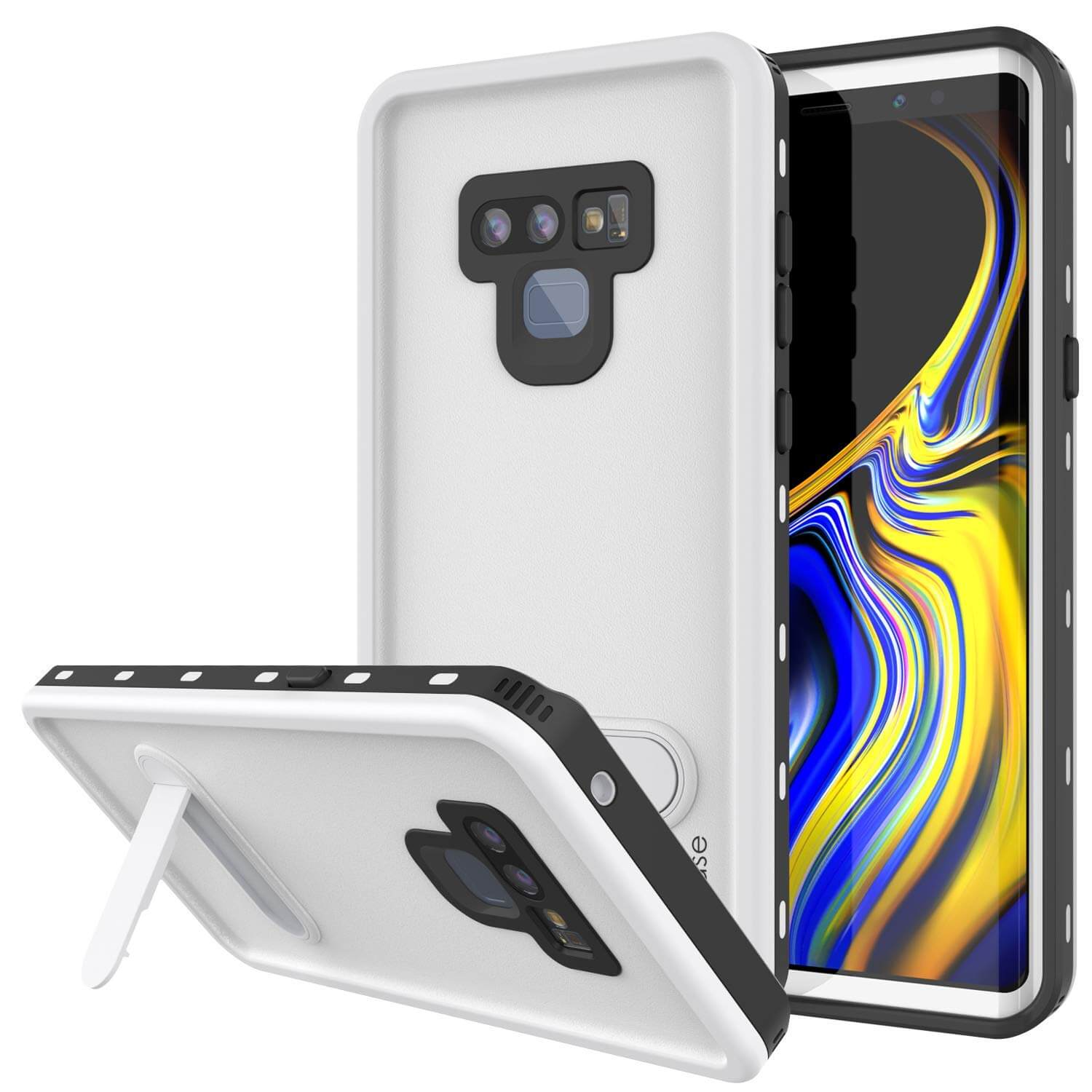 PunkCase Galaxy Note 9 Waterproof Case, [KickStud Series] Armor Cover [White]
