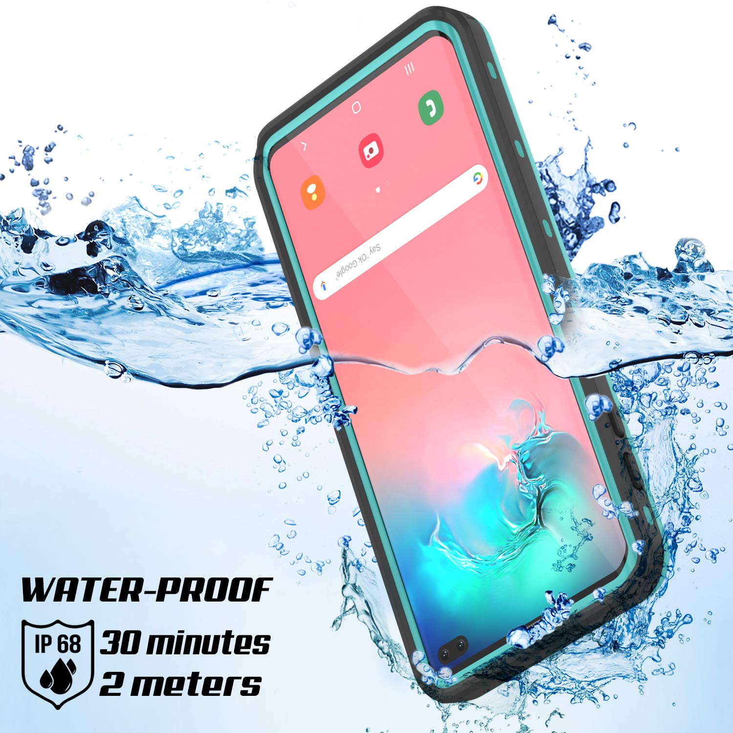 Galaxy S10+ Plus Waterproof Case, Punkcase [KickStud Series] Armor Cover [Teal]