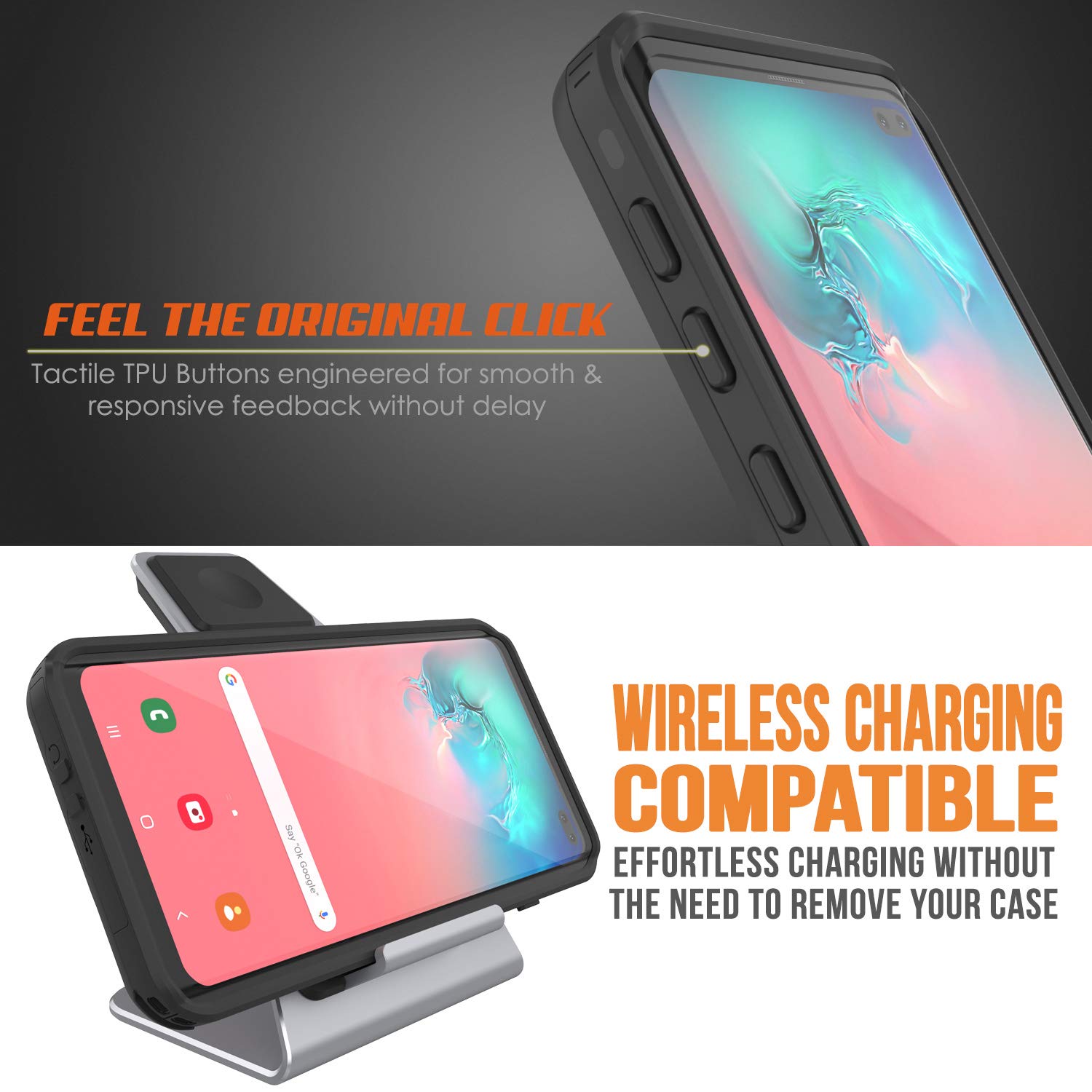 Galaxy S10+ Plus Waterproof Case, Punkcase [KickStud Series] Armor Cover [Black]