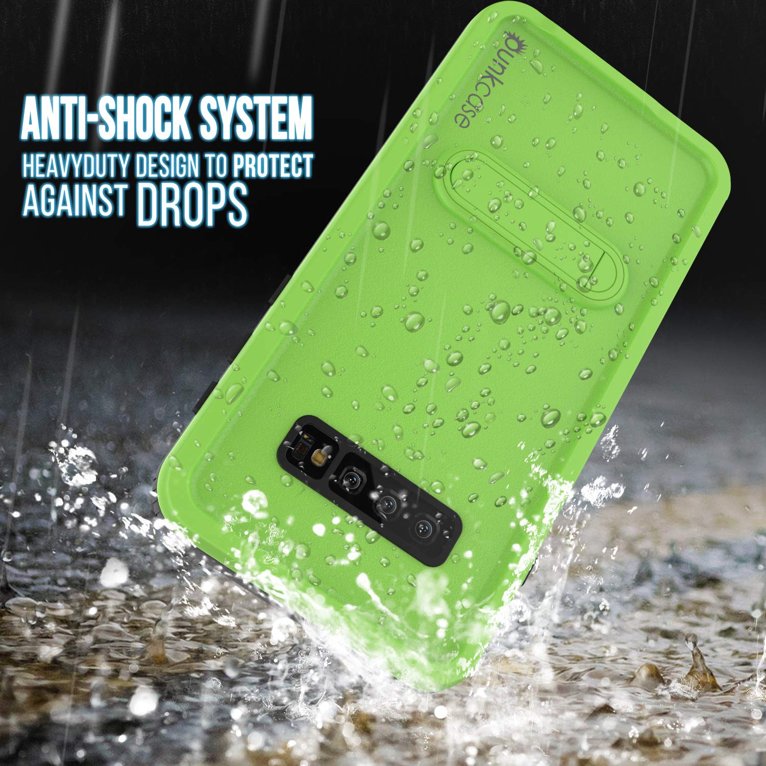 Galaxy S10+ Plus Waterproof Case, Punkcase [KickStud Series] Armor Cover [Light Green]
