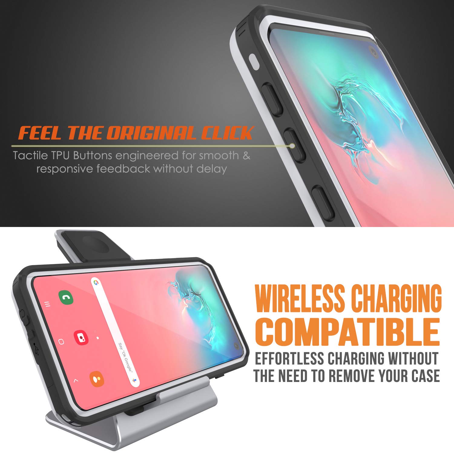 Galaxy S10 Waterproof Case, Punkcase [KickStud Series] Armor Cover [White]