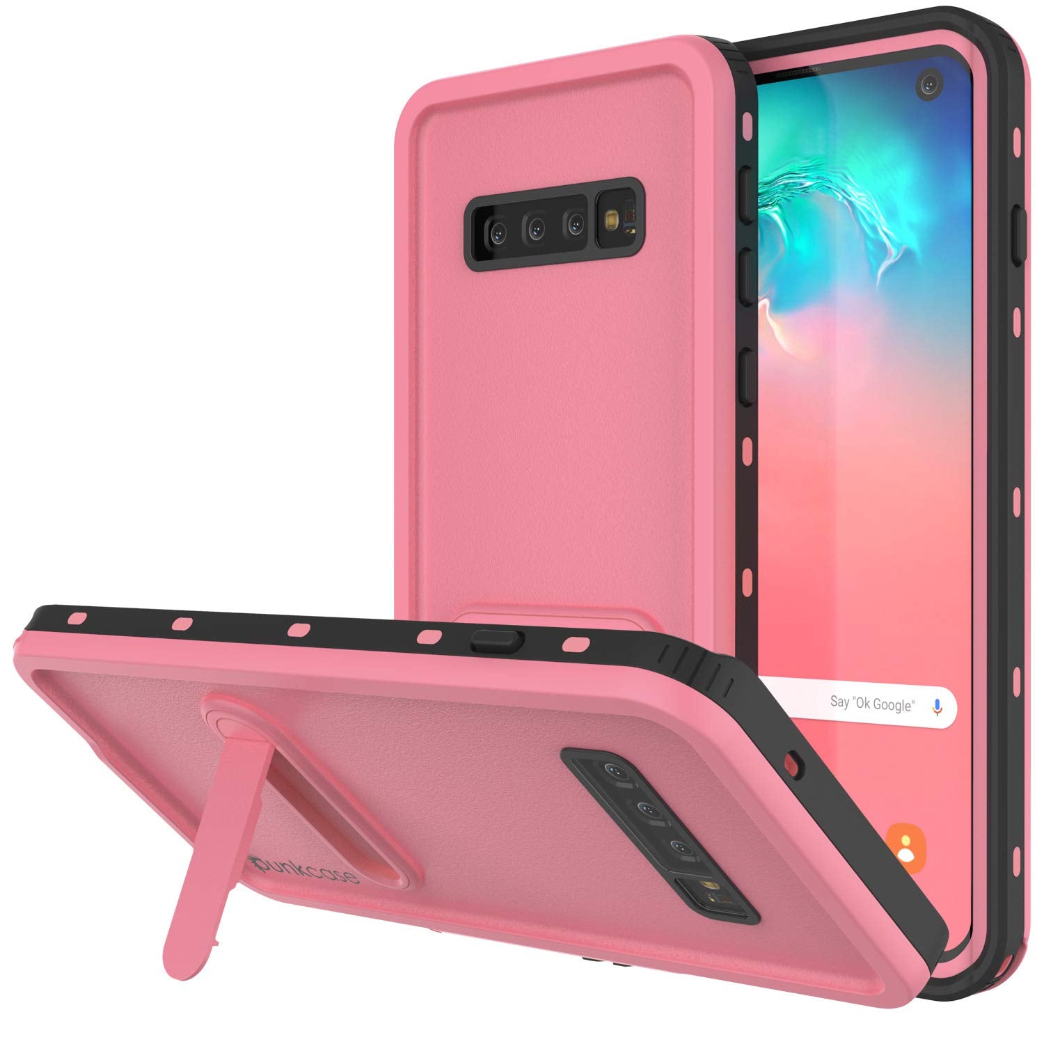 Galaxy S10 Waterproof Case, Punkcase [KickStud Series] Armor Cover [Pink]