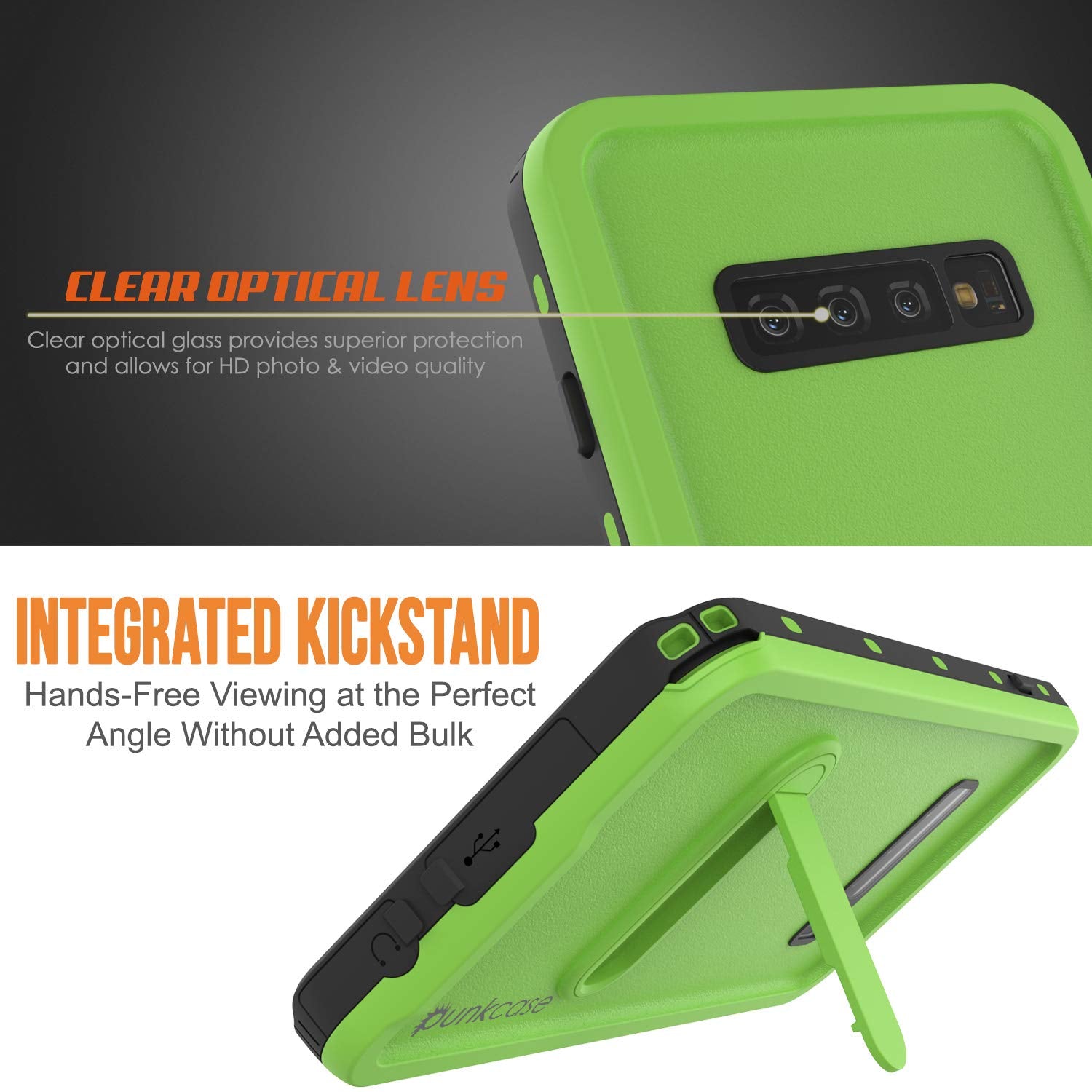 Galaxy S10 Waterproof Case, Punkcase [KickStud Series] Armor Cover [Light Green]