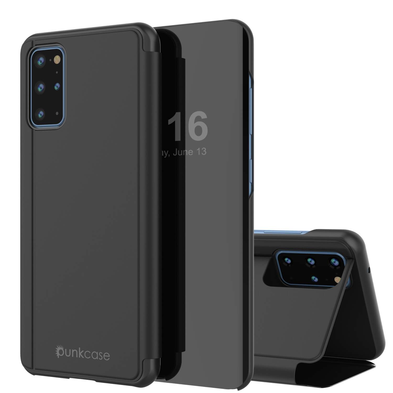Punkcase Galaxy S21+ Plus Reflector Case Protective Flip Cover [Black]
