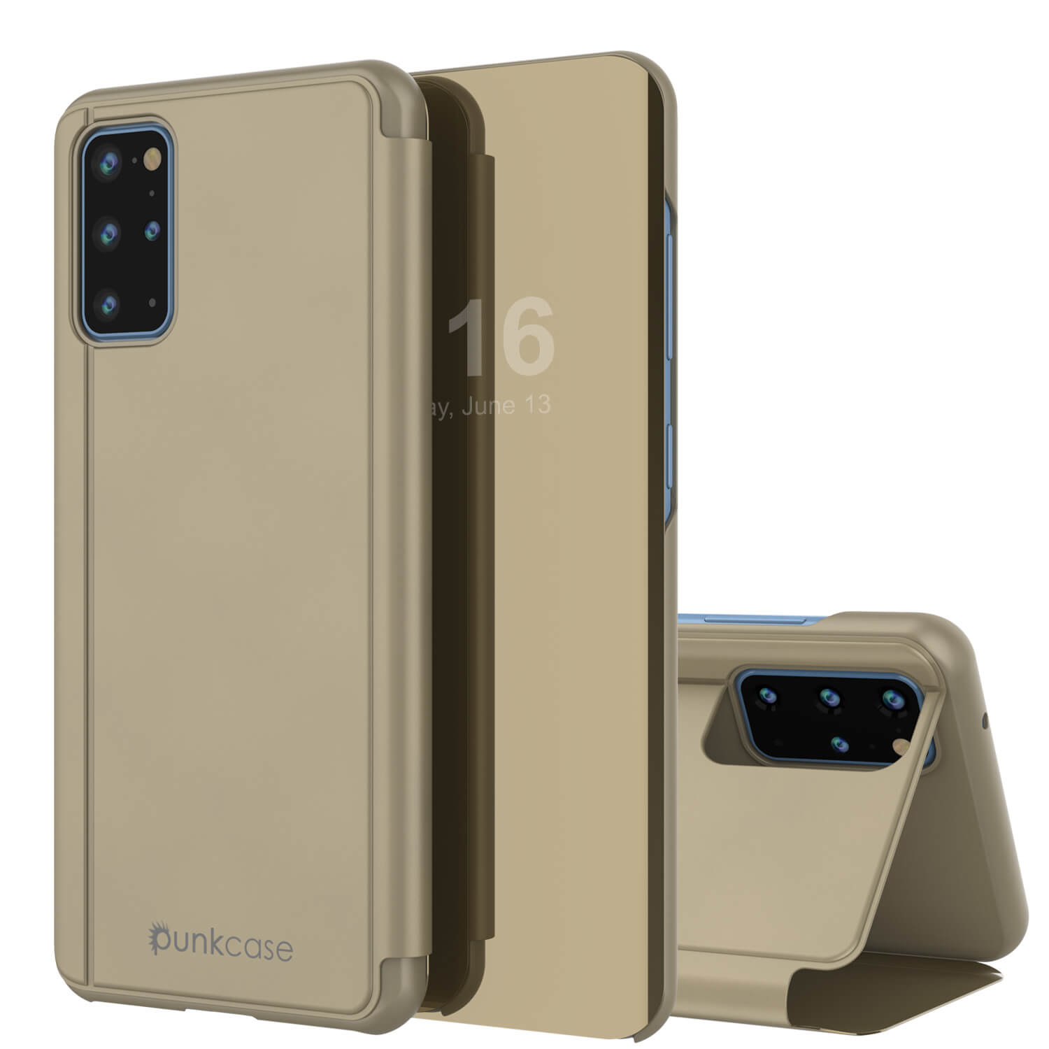 Punkcase Galaxy S20+ Plus Reflector Case Protective Flip Cover [Gold]