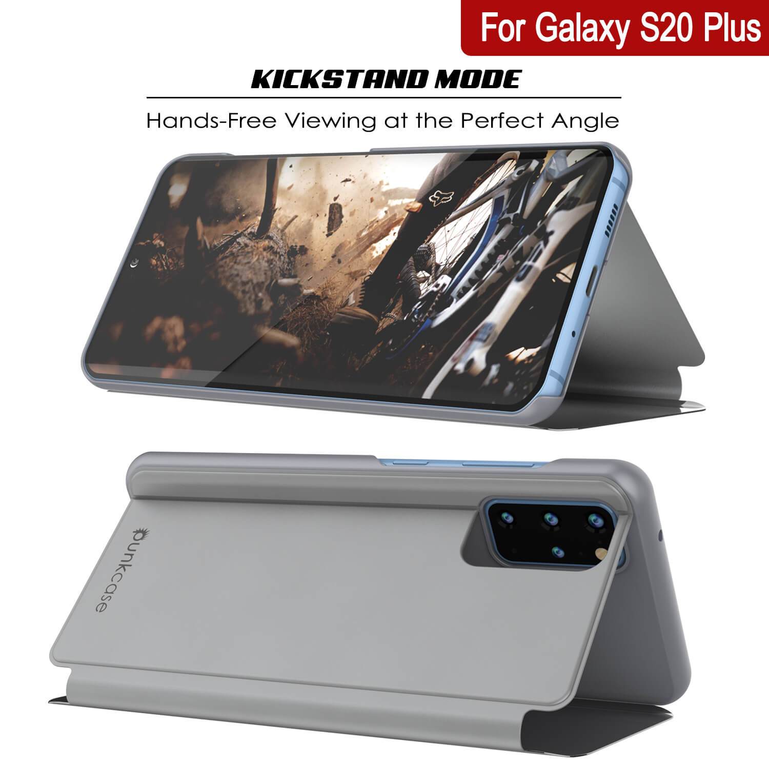 Punkcase Galaxy S21+ Plus Reflector Case Protective Flip Cover [Silver]
