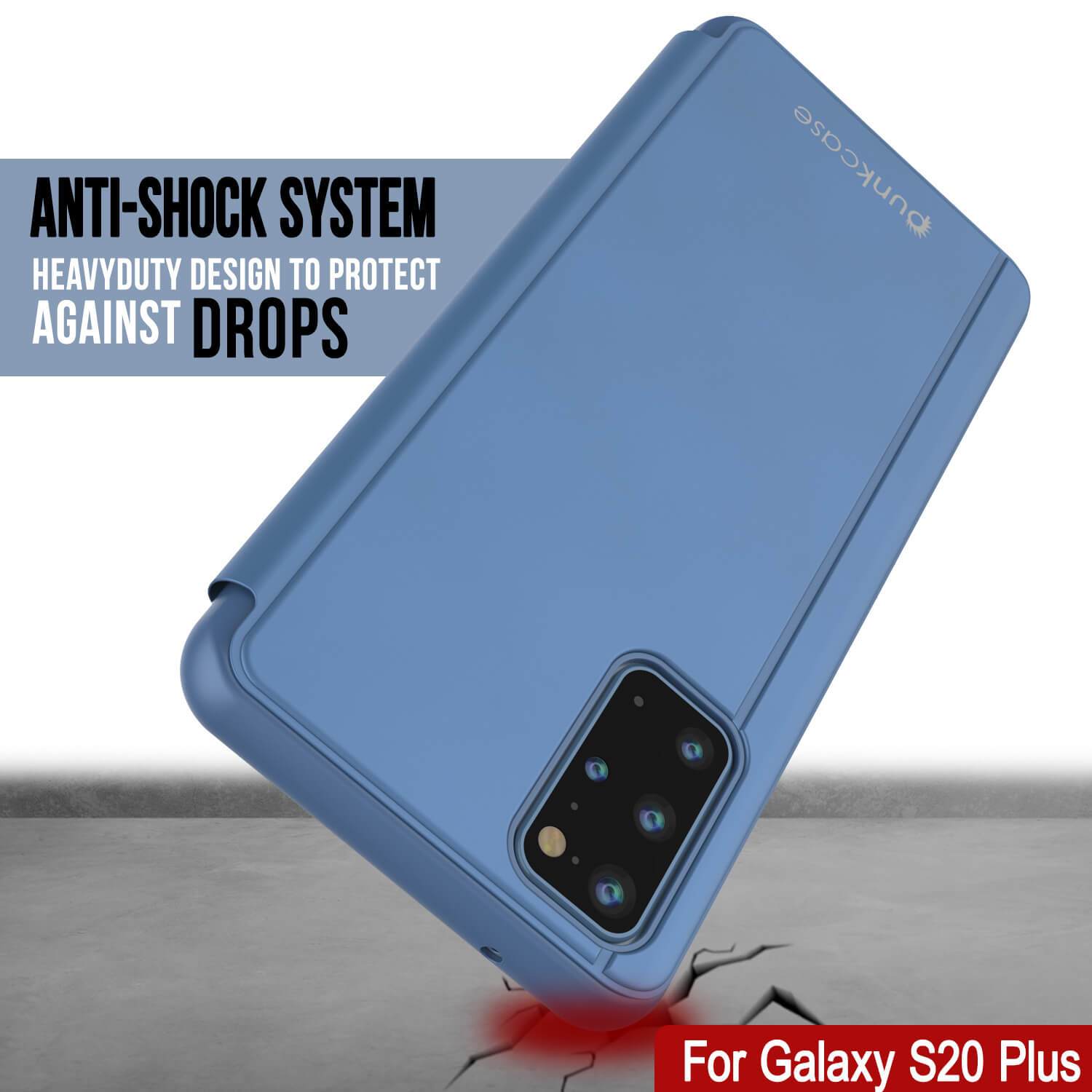 Punkcase Galaxy S21+ Plus Reflector Case Protective Flip Cover [Blue]