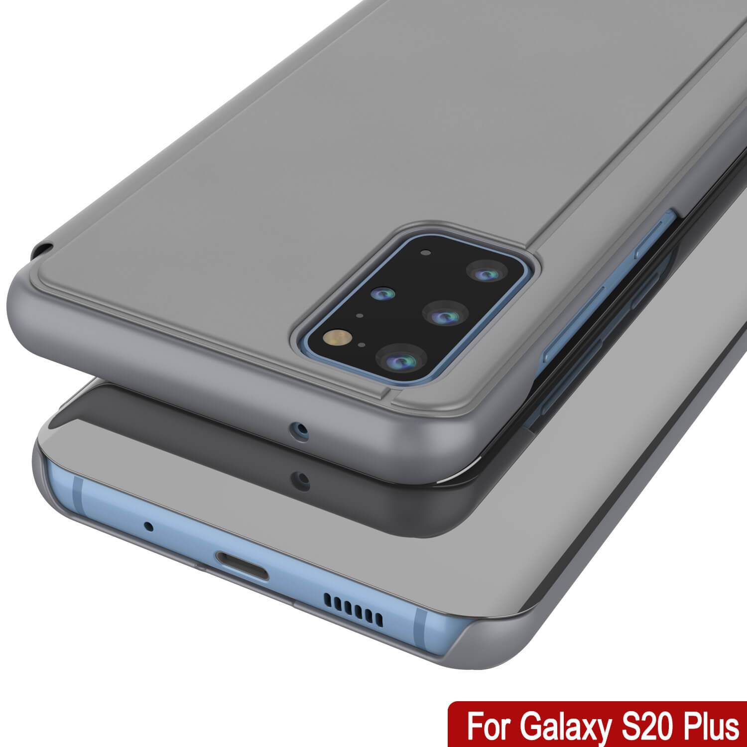 Punkcase Galaxy S21+ Plus Reflector Case Protective Flip Cover [Silver]