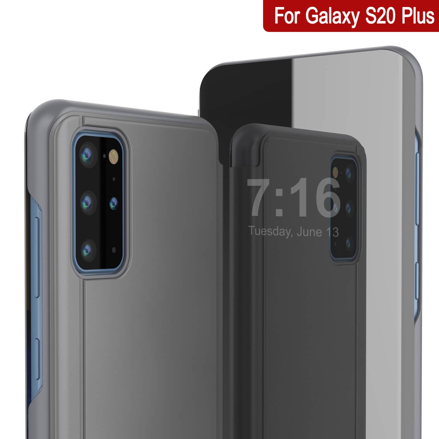 Punkcase Galaxy S21+ Plus Reflector Case Protective Flip Cover [Silver]