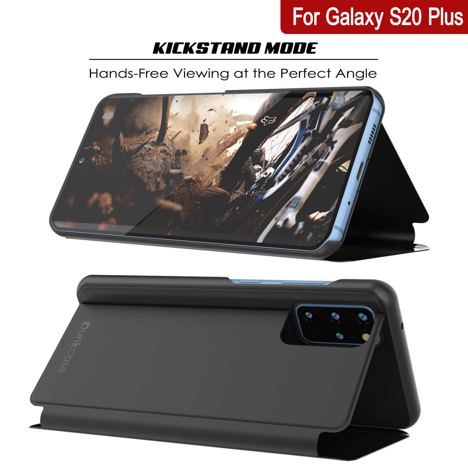 Punkcase Galaxy S20+ Plus Reflector Case Protective Flip Cover [Black]