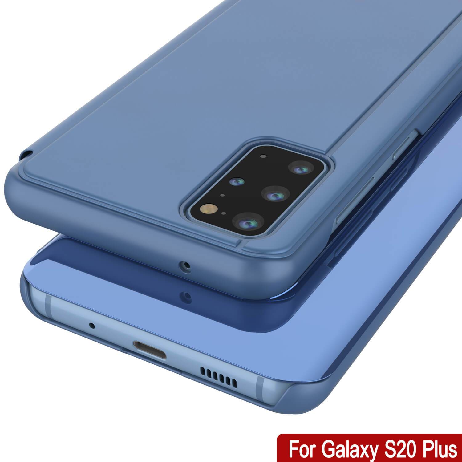 Punkcase Galaxy S21+ Plus Reflector Case Protective Flip Cover [Blue]