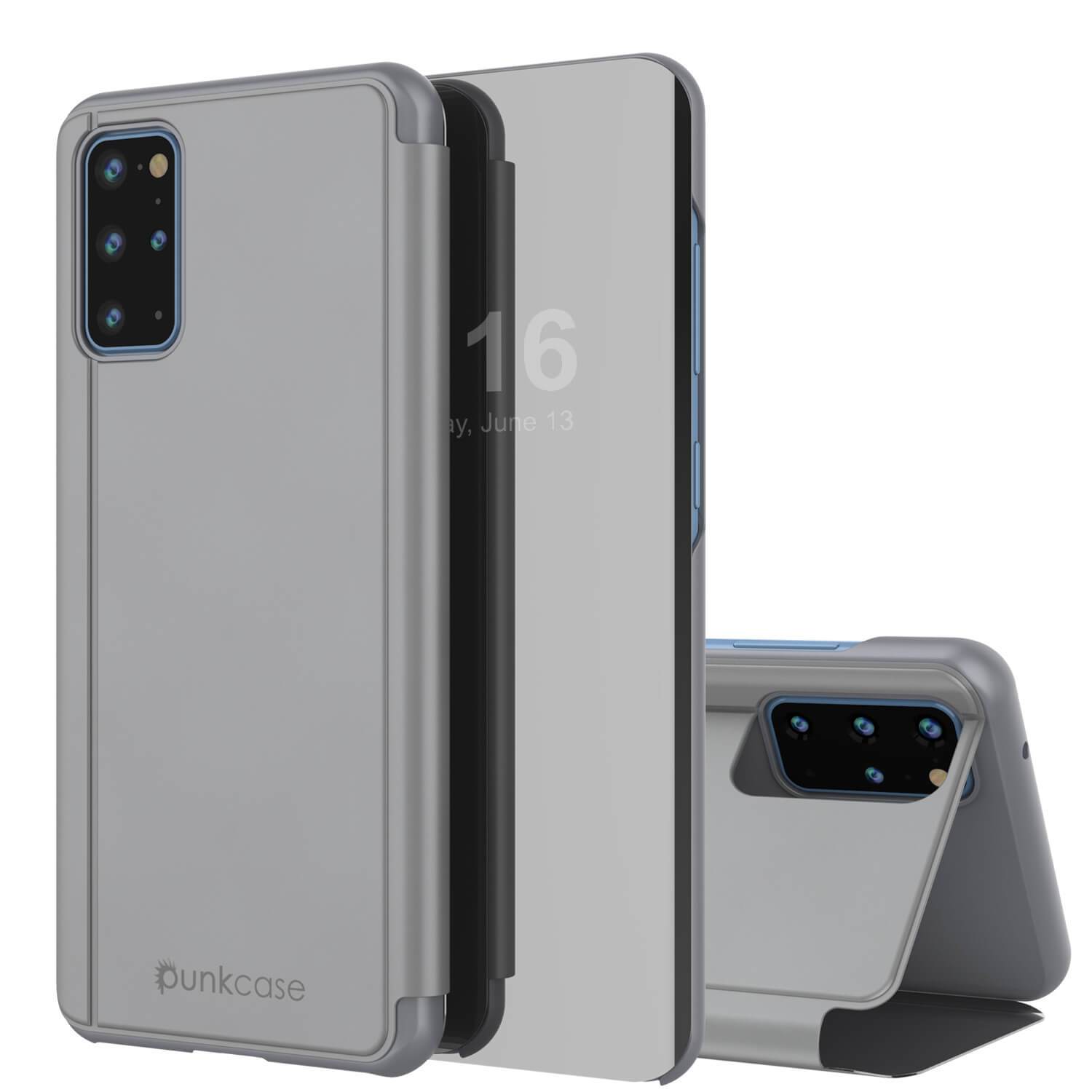 Punkcase Galaxy S21+ Plus Reflector Case Protective Flip Cover [Silver]